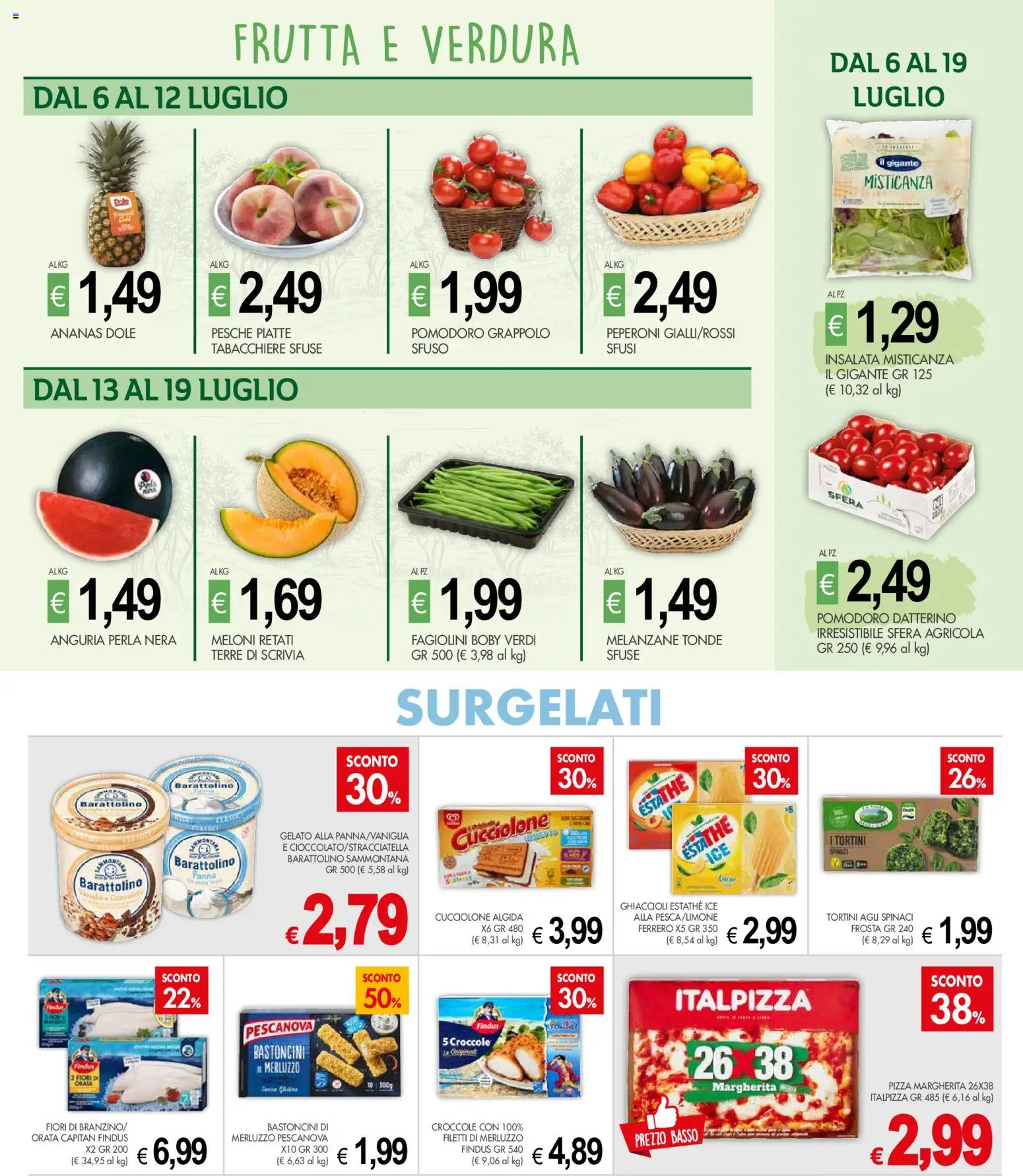 Volantino Presto Fresco del 06/07/2026 | Pagina: 4 | Prodotti: Ghiaccioli, Merluzzo, Gelato, Ananas