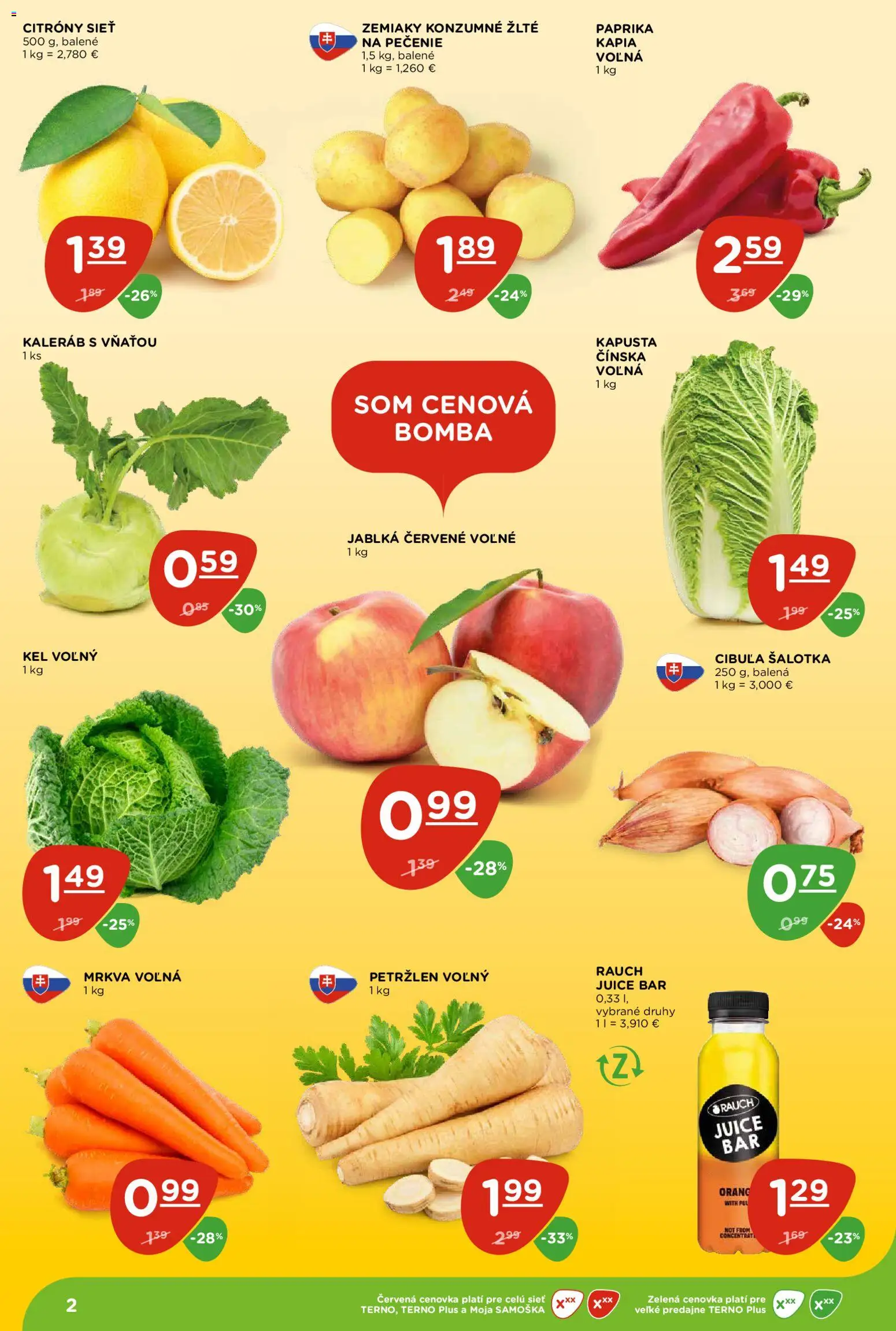 Nové Terno akcie – leták je platný od 24.09.2026 | Strana: 2 | Produkty: Paprika, Cibuľa, Kaleráb, Petržlen