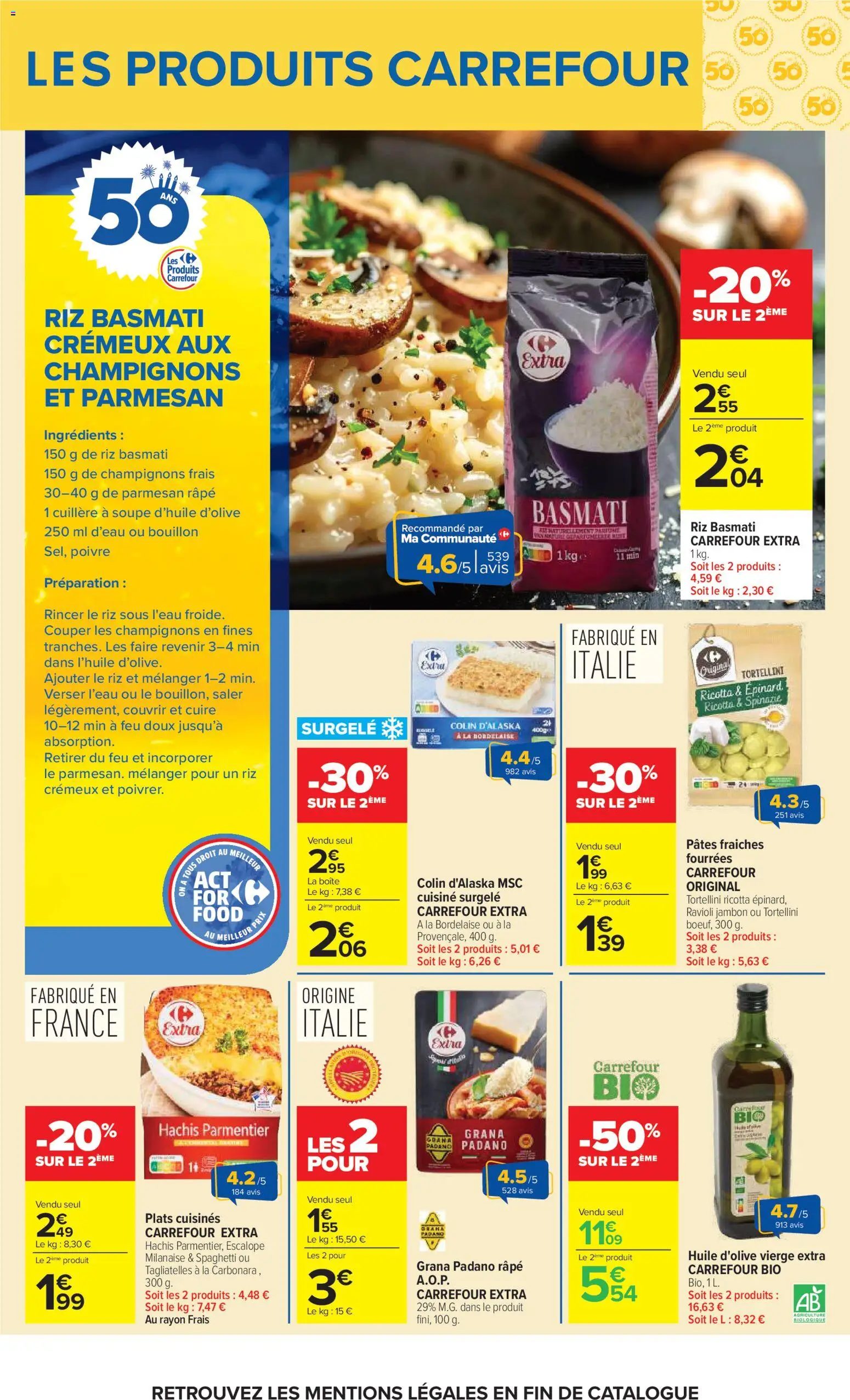 {H1} | Page: 50 | Produits: Spaghetti, Parmesan râpé, Poivre, Huile
