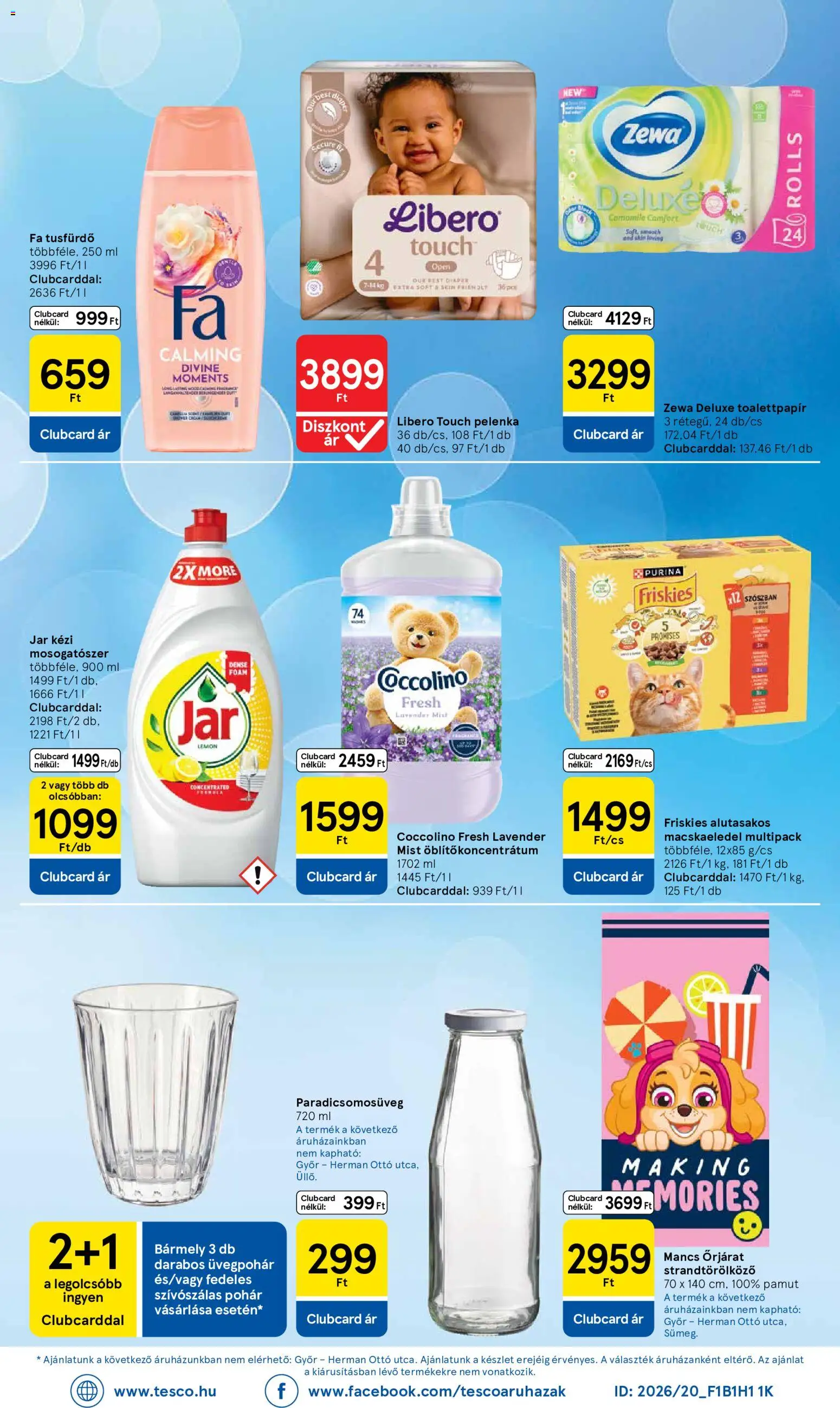 Tesco akciós ujság - amely érvényes a következő dátumtól: 2026.07.16. | Oldal: 8 | Termékek: Coccolino, Macskaeledel, Pelenka, Pohár
