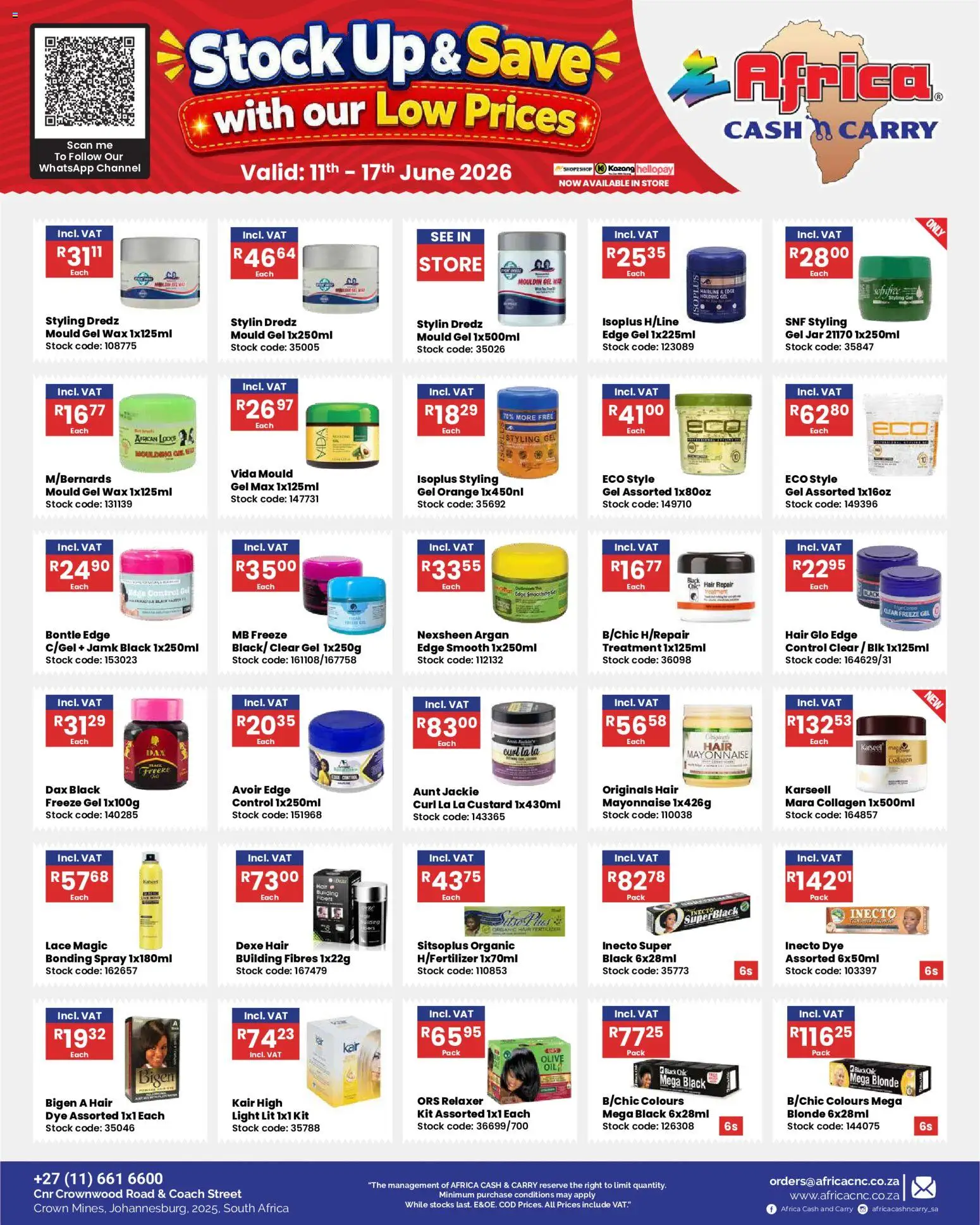 New Africa Cash & Carry catalogue – valid from 11.06.2026 | Page: 4 | Products: Stock, Mayonnaise, Dye, Relaxer