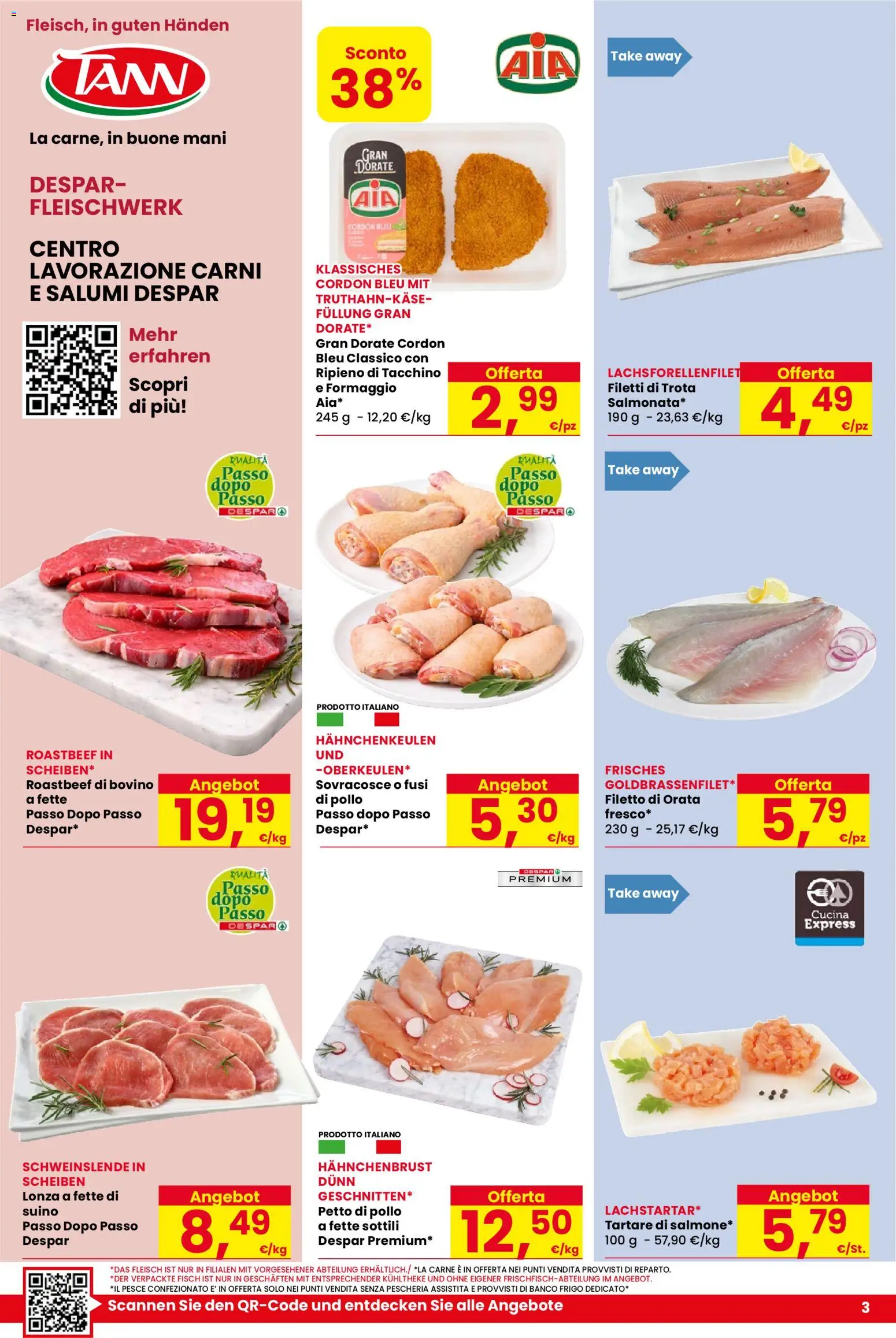 Volantino Despar del 03/09/2026 | Pagina: 3 | Prodotti: Bovino, Trota, Filetto, Suino
