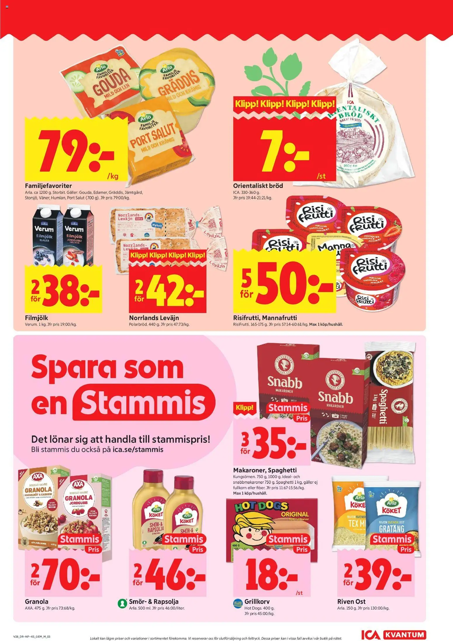 ICA Kvantum reklamblad aktuell från 06/07/2026 | Sida: 3 | Produkter: Makaroner, Bröd, Granola, Blåbär