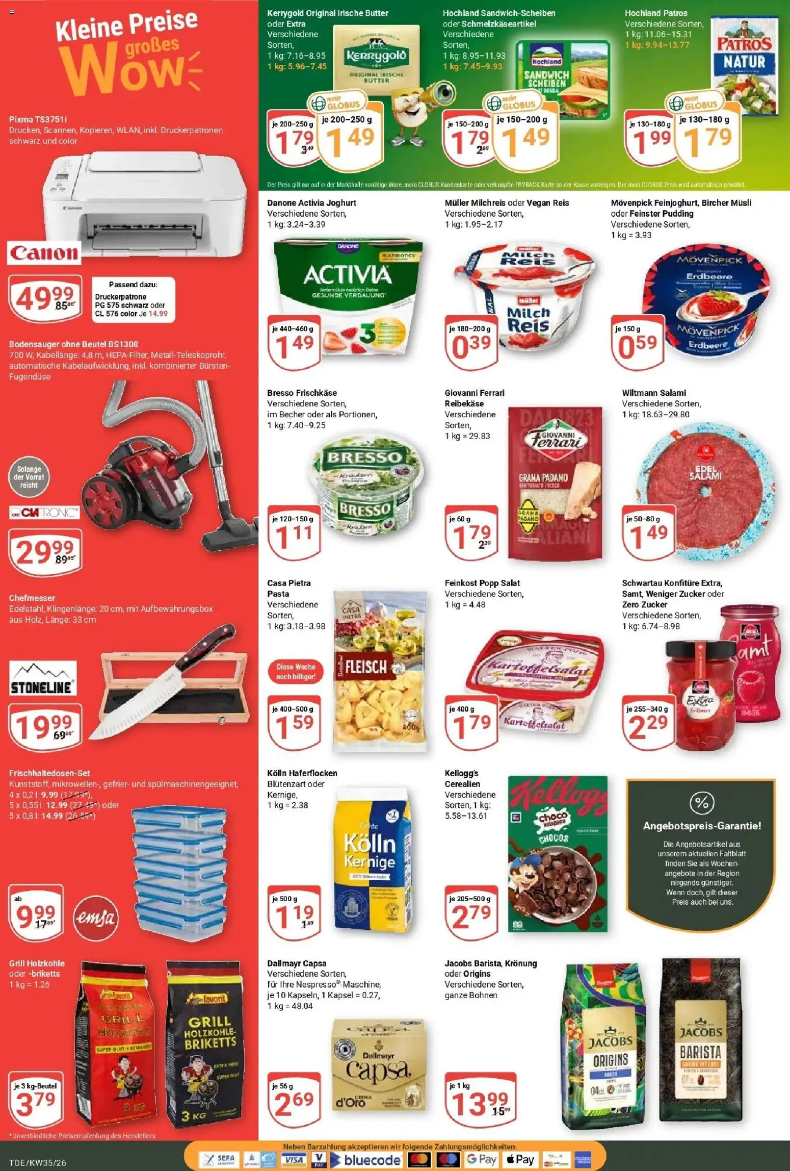 Globus Prospekt Tönisvorst – gültig ab 24.08.2026 | Seite: 6 | Produkte: Activia, Danone activia, Reibekase, Salat