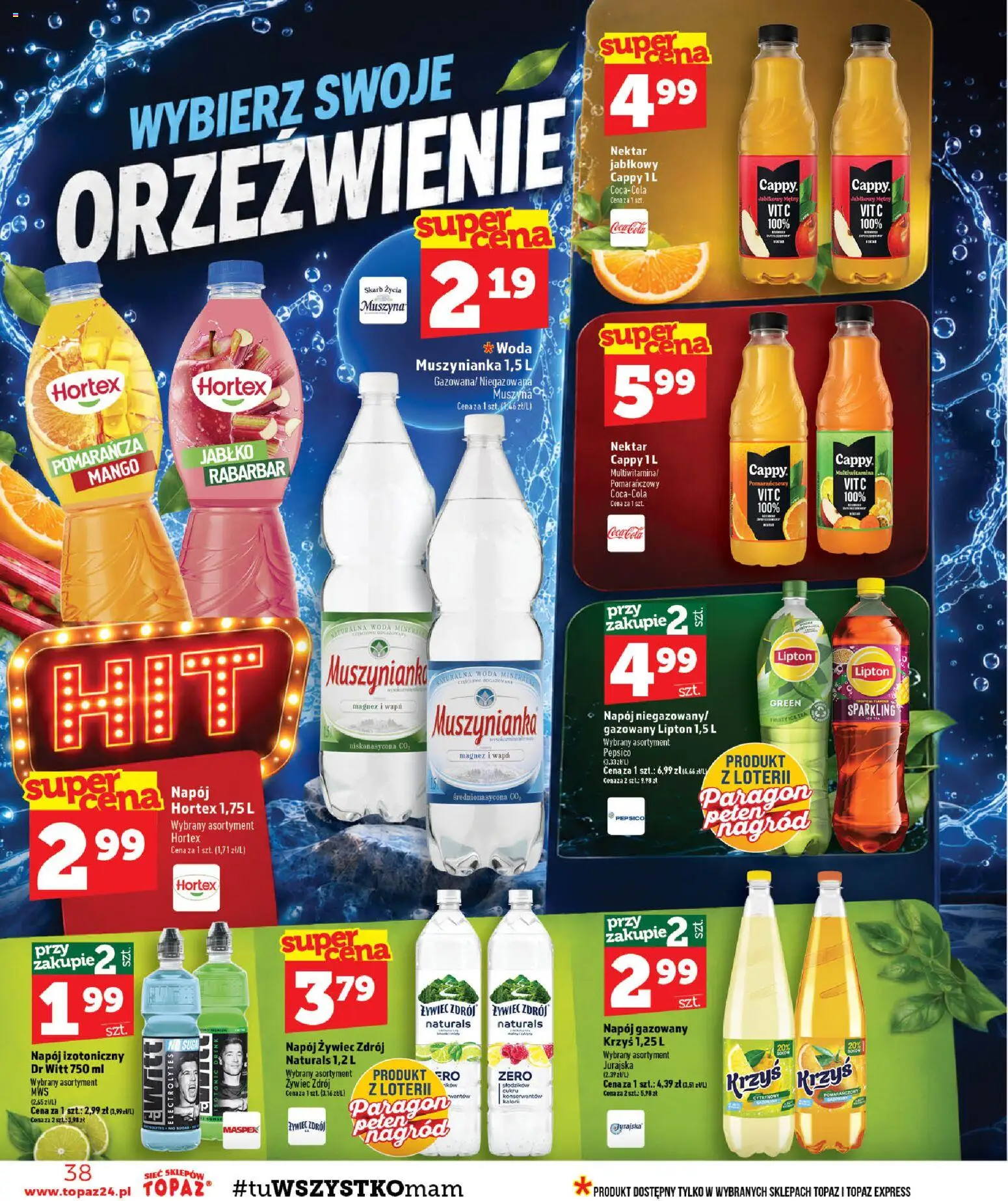 Topaz gazetka od 10.09.2026 | Strona: 38 | Produkty: Mango, Muszynianka, Woda
