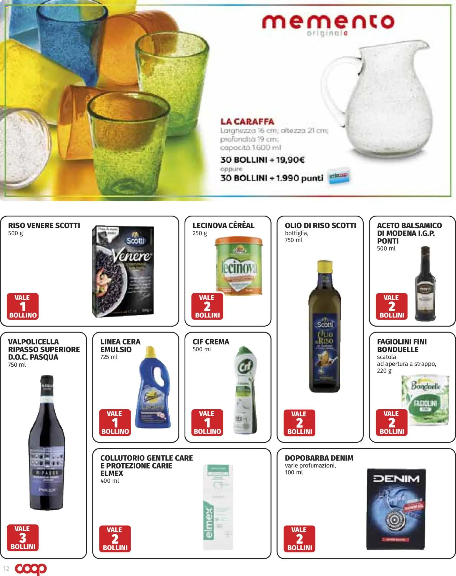Volantino COOP del 23/07/2026 | Pagina: 12 | Prodotti: Caraffa, Dopobarba, Aceto, Fagiolini