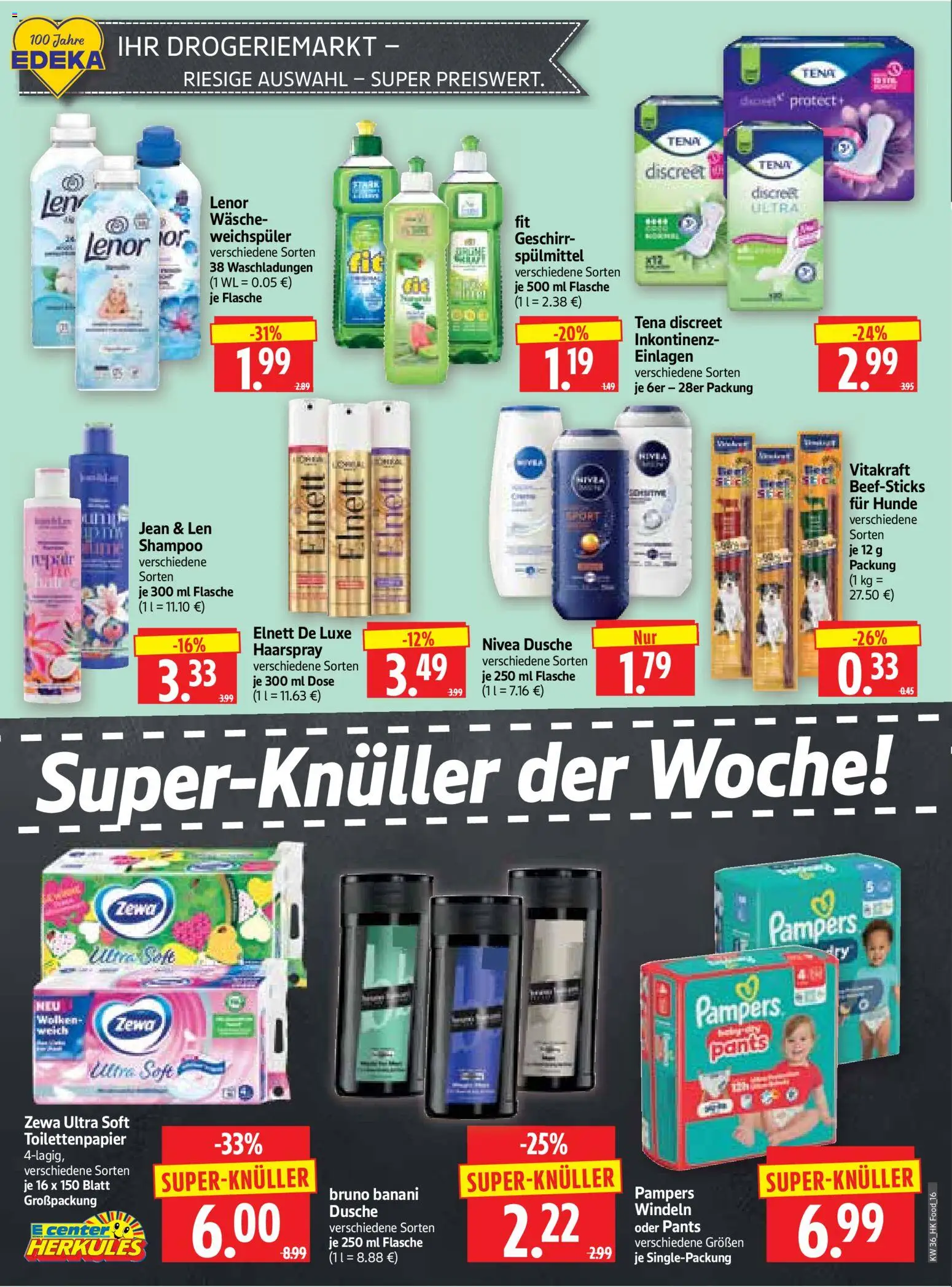 HERKULES Prospekt – gültig ab 31.08.2026 | Seite: 16 | Produkte: Lenor, Zewa, Shampoo, Haarspray