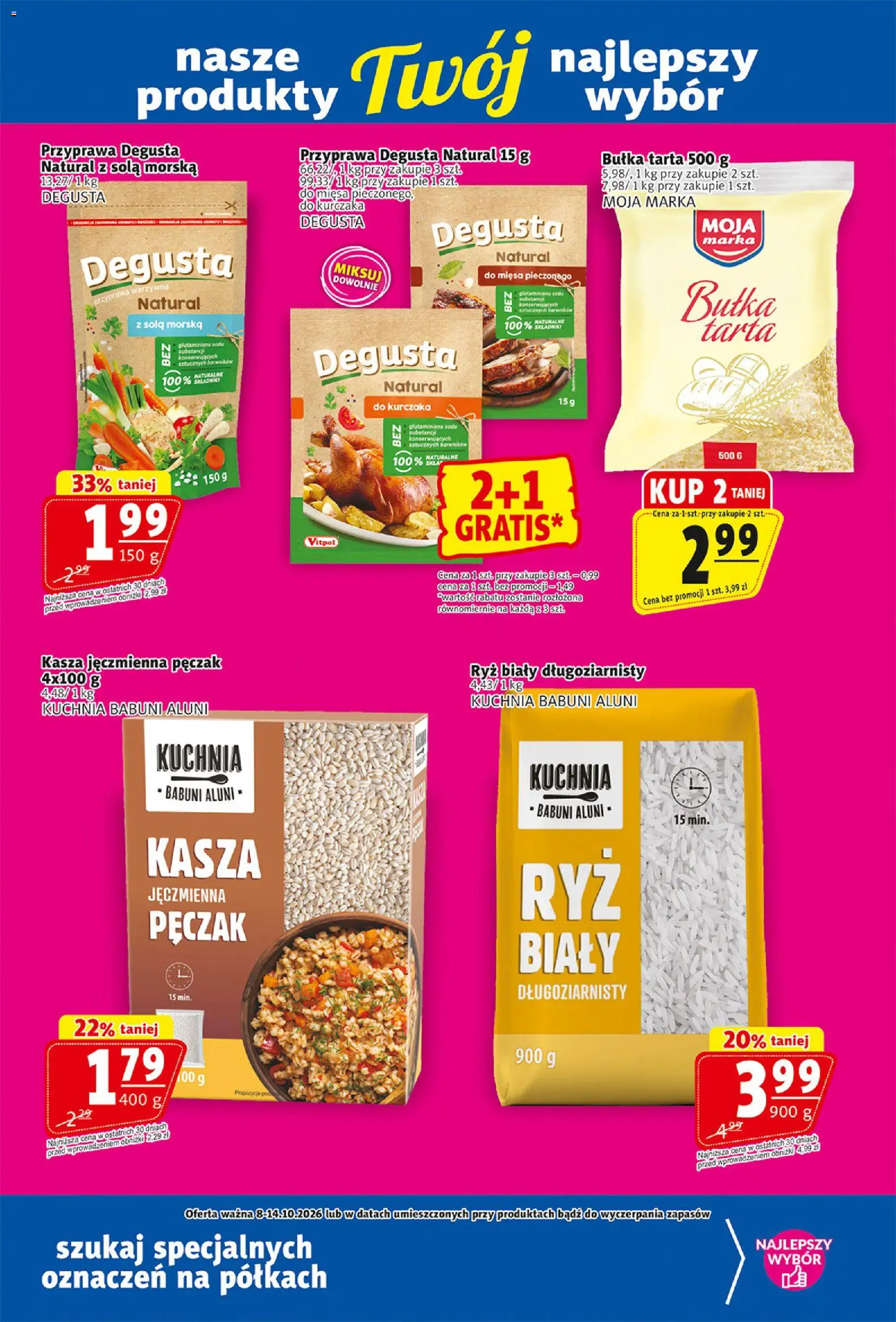 Prim Market gazetka od 08.10.2026 | Strona: 18 | Produkty: Kasza jęczmienna, Ryż biały, Bułka, Ryż
