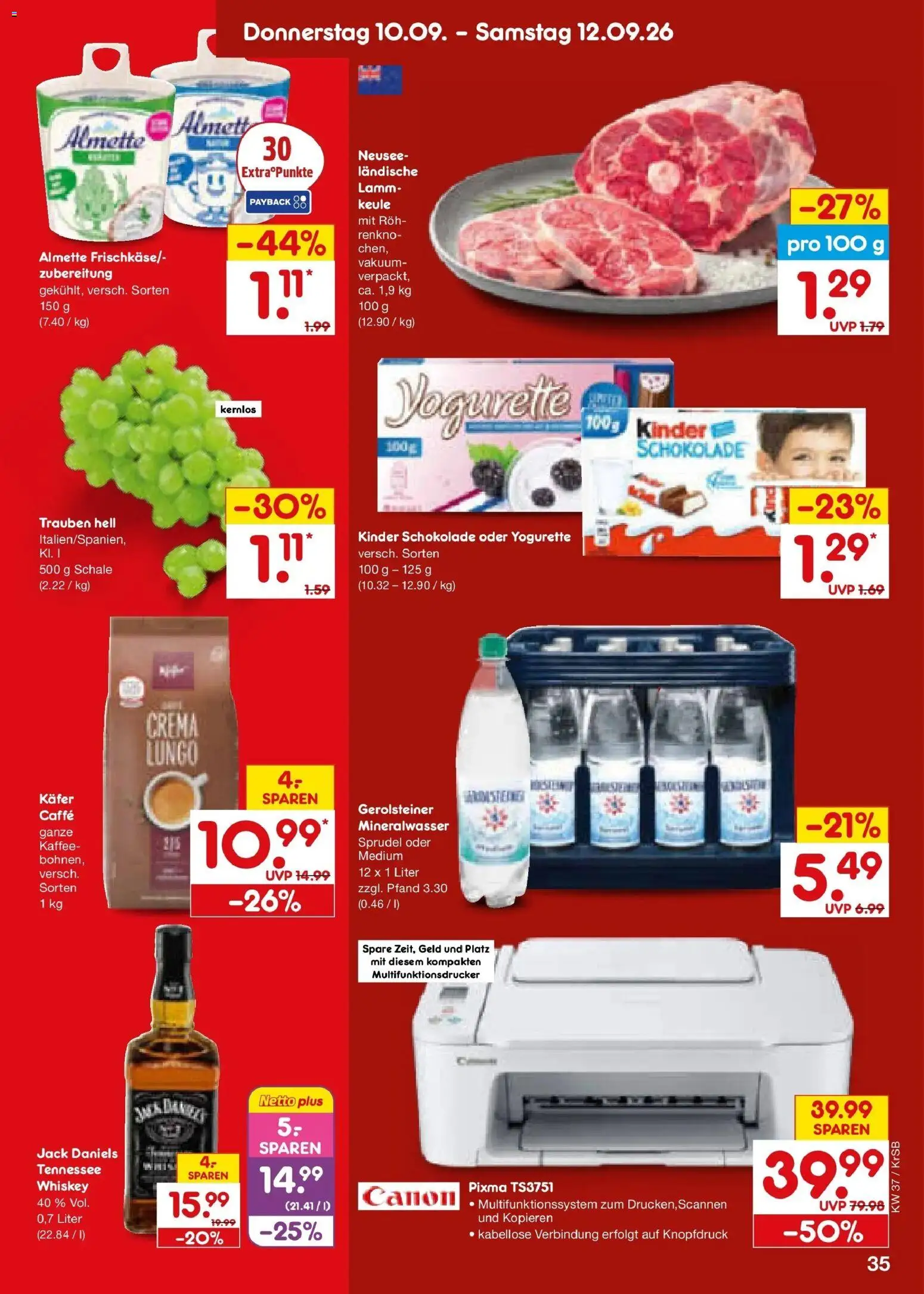 Netto Marken-Discount Prospekt Baesweiler – gültig ab 07.09.2026 | Seite: 51 | Produkte: Kinder schokolade, Kaffee, Mineralwasser, Whiskey