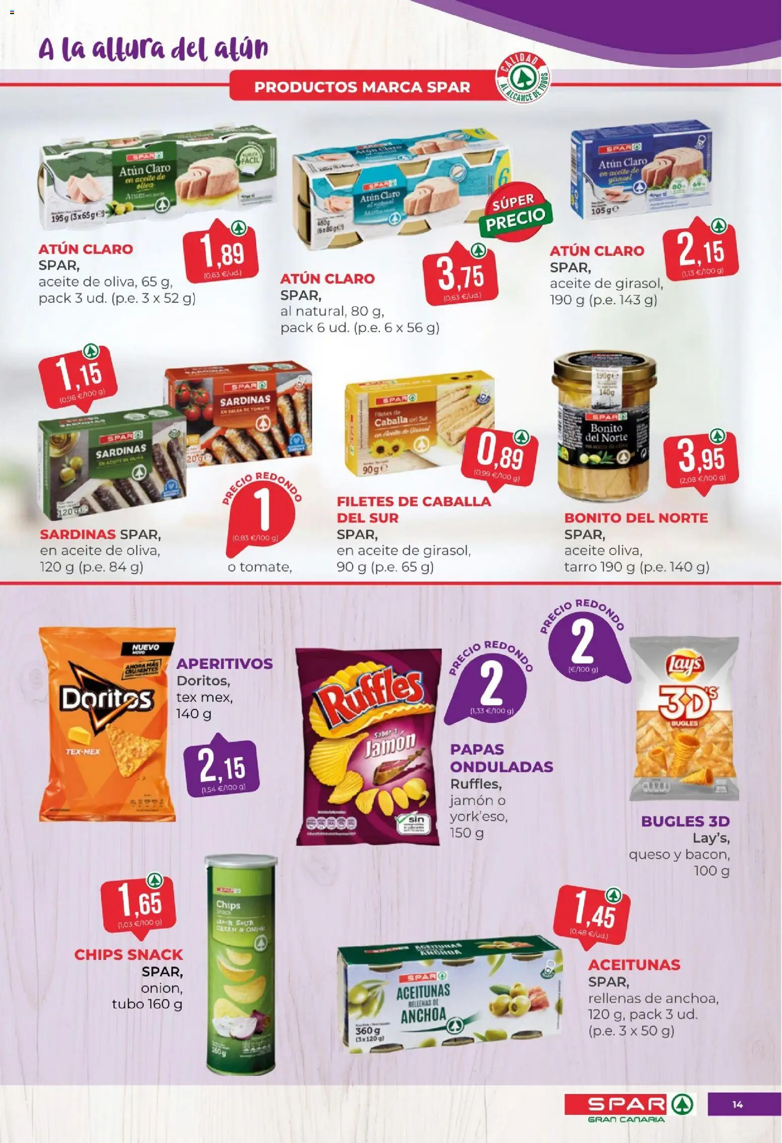 Spar folleto │ válido desde el 18/09/2026 | Página: 14 | Productos: Papas onduladas, Atún, Anchoa, Caballa