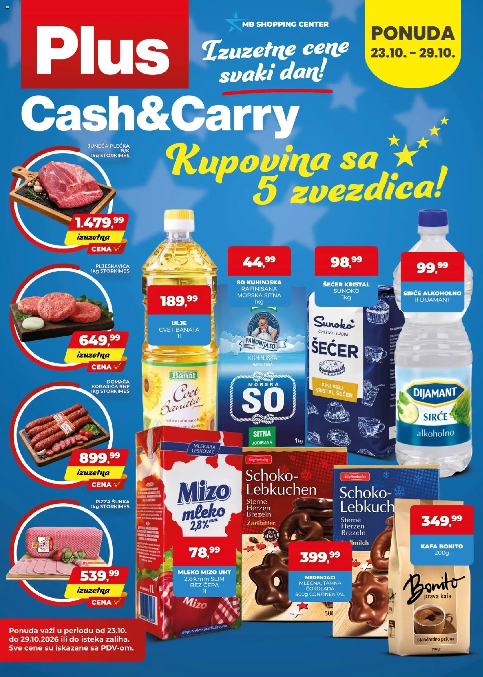 Plus Cash & Carry katalog - važi od 23.10.2026 | Strana: 1 | Proizvode: Šećer kristal, Šećer, Kafa, Pizza šunka