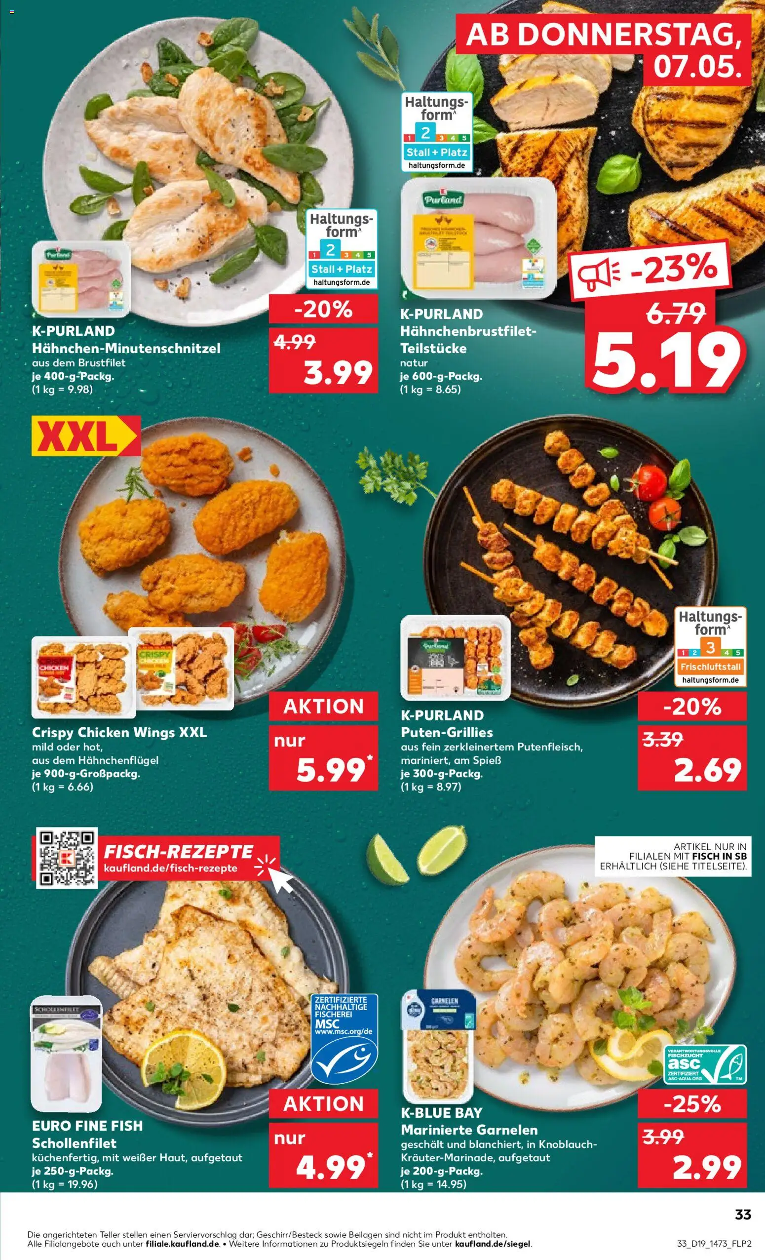 Kaufland Prospekt Rostock	 – gültig ab 07.05.2026 | Seite: 33 | Produkte: Garnelen, Fisch, Knoblauch