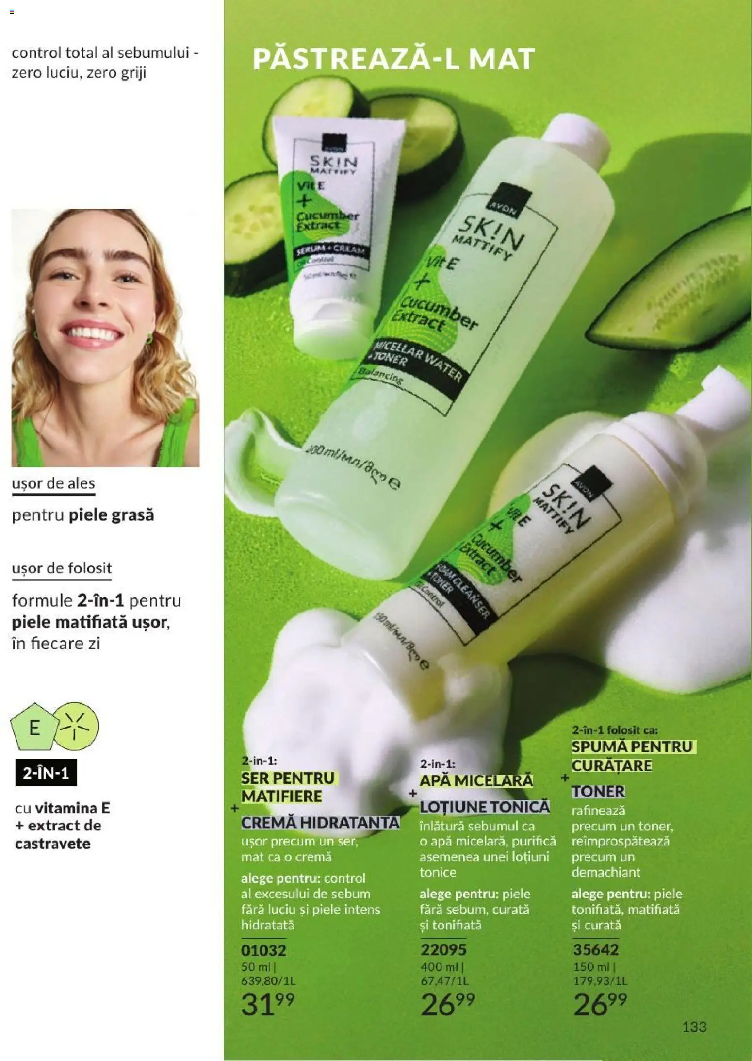 Noul catalog Avon – valabil de la 01.09.2026 | Pagină: 133 | Produse: Demachiant, Cremă hidratantă, Cremă, Apă micelară