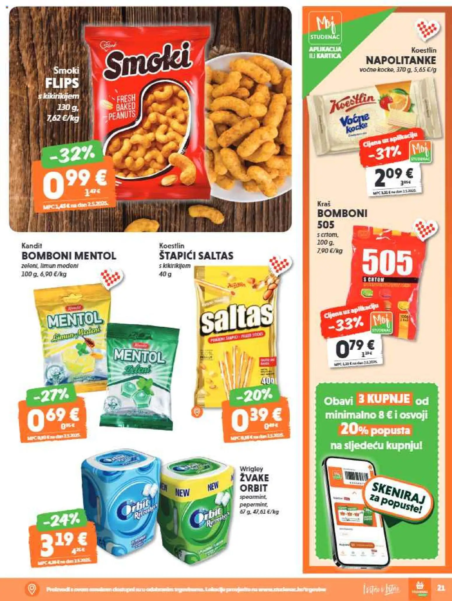 Studenac katalog | vrijedi od 06.05.2026 | Stranica: 23 | Proizvodi: Flips, Bomboni, Limun, Štapići