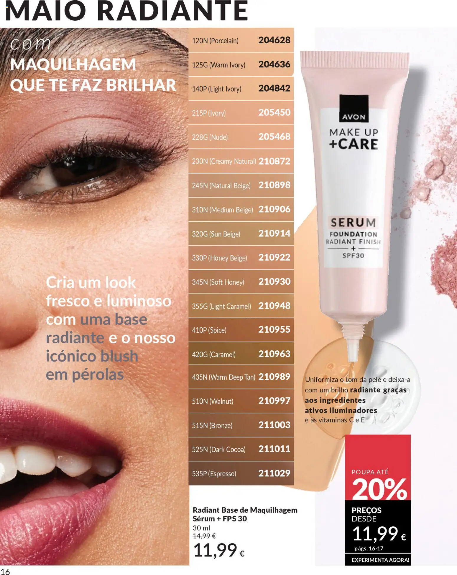 Catálogo Avon Campanha 5 │ válido de 01.05.2026 | Página: 16 | Produtos: Blush, Maquilhagem, Base, Sérum