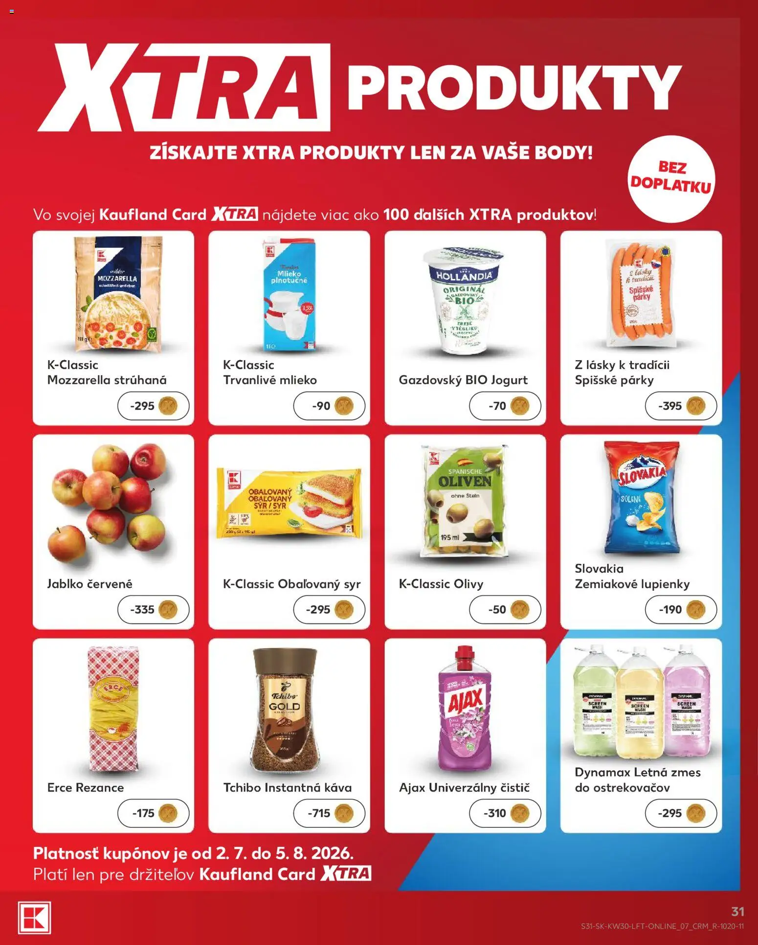 Nové Kaufland akcie – leták je platný od 23.07.2026 | Strana: 31 | Produkty: Mlieko, Syr, Jogurt, Káva