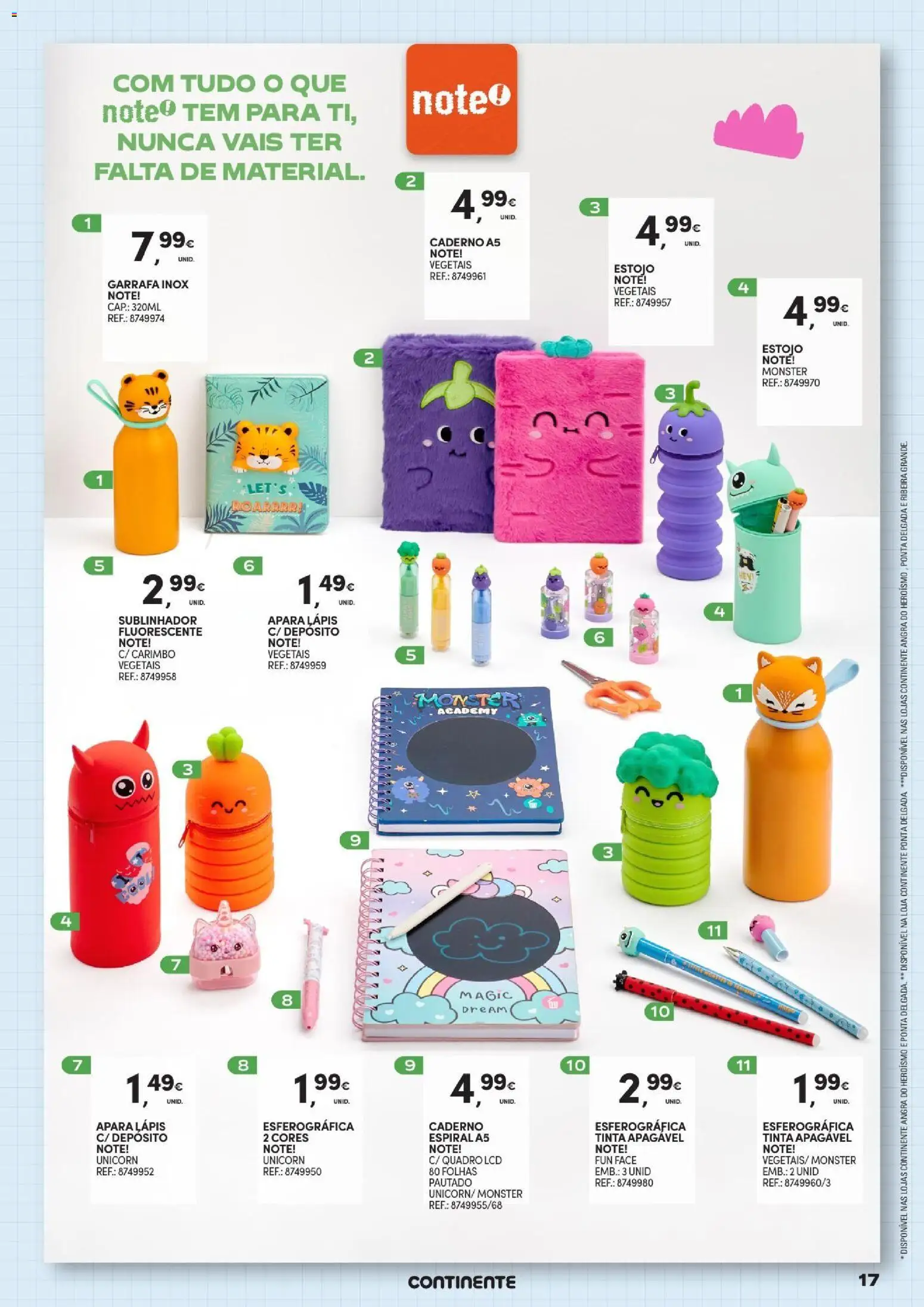 Continente - Açores Regresso às Aulas │ válido de 25/08/2026 | Página: 17 | Produtos: Caderno, Quadro, Tinta