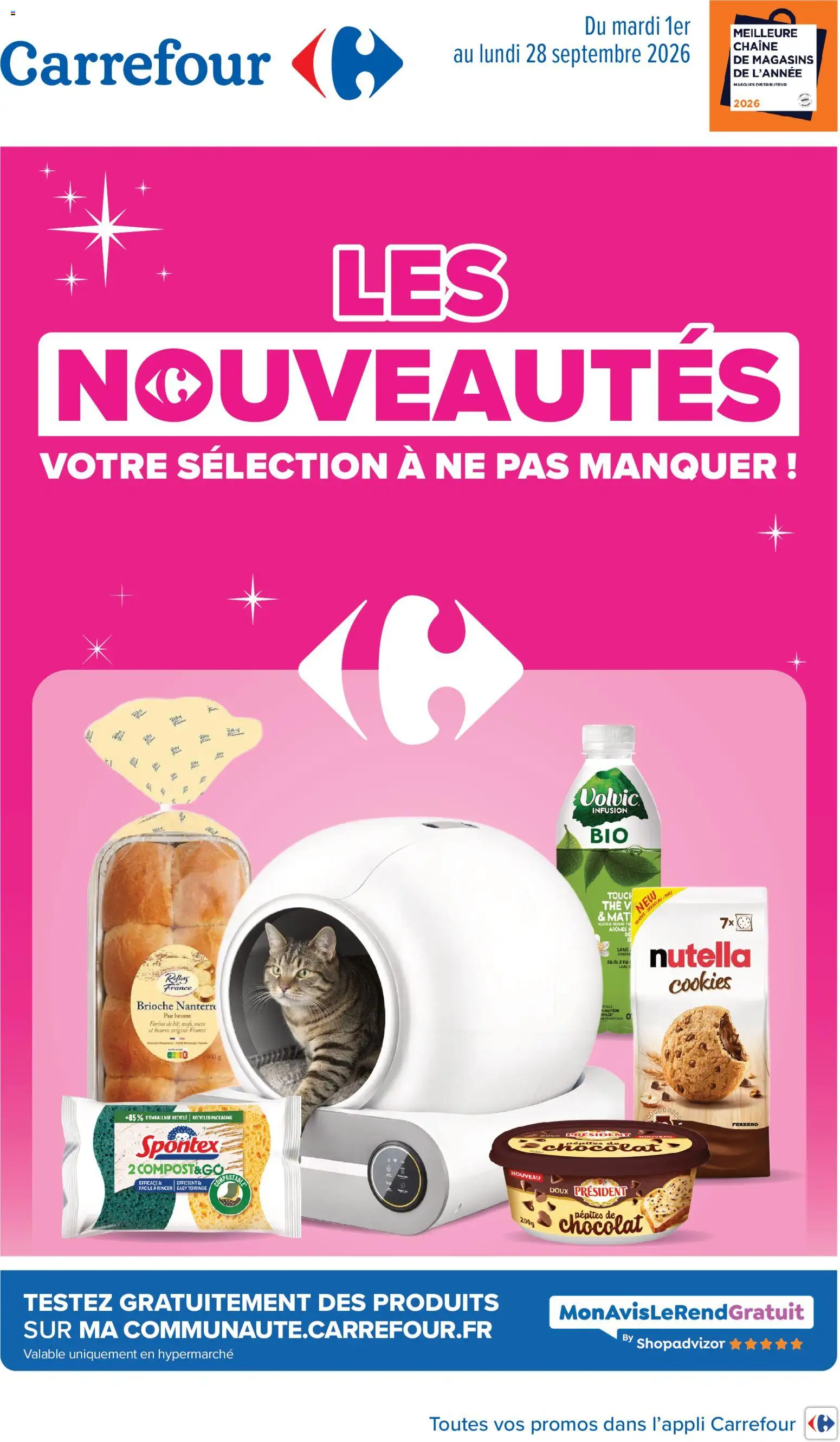 {H1} | Page: 1 | Produits: Cookies, Brioche, Nutella, Thé