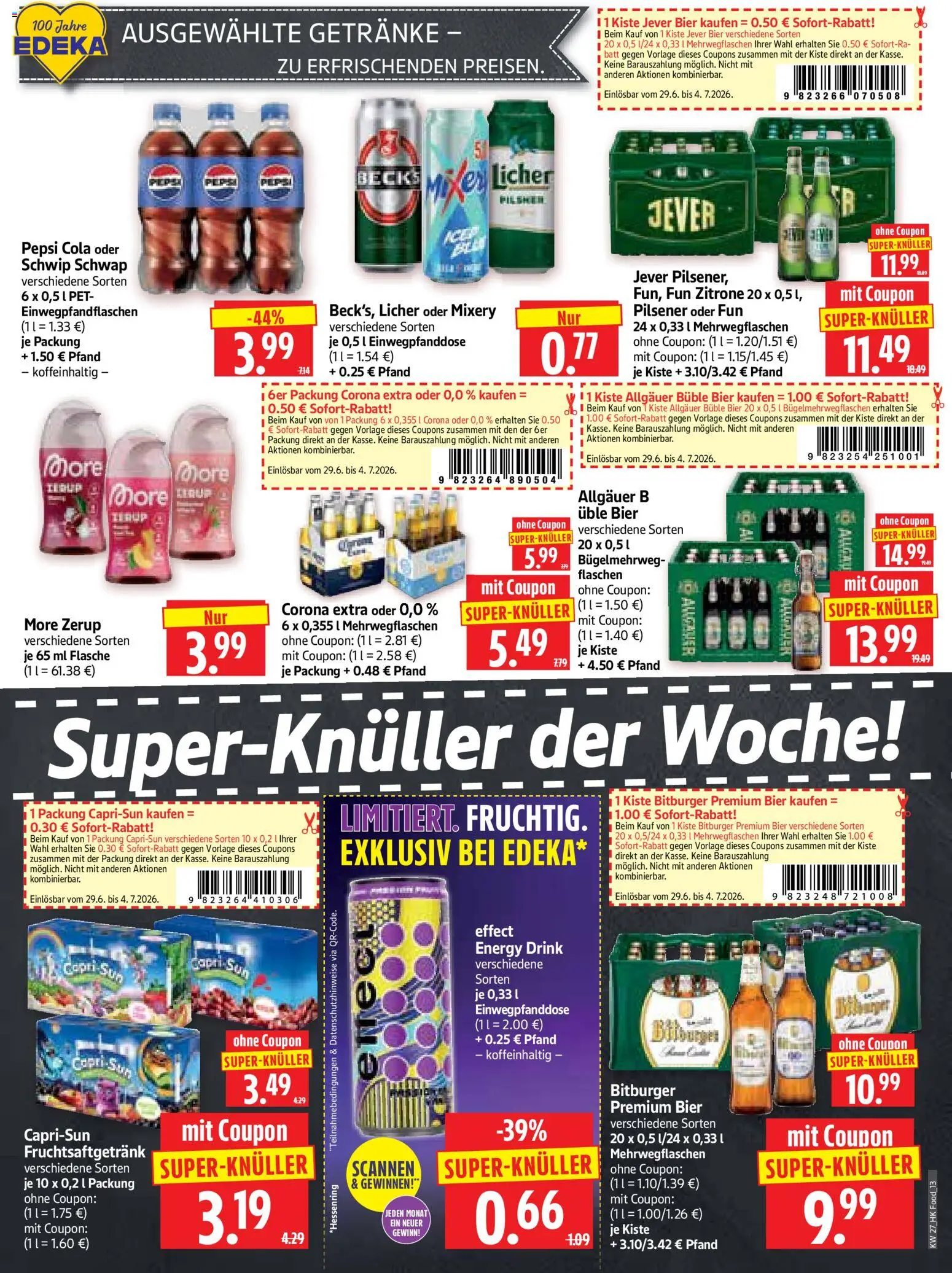 HERKULES Prospekt – gültig ab 29.06.2026 | Seite: 13 | Produkte: Cola, Energy, Pepsi, Mixery