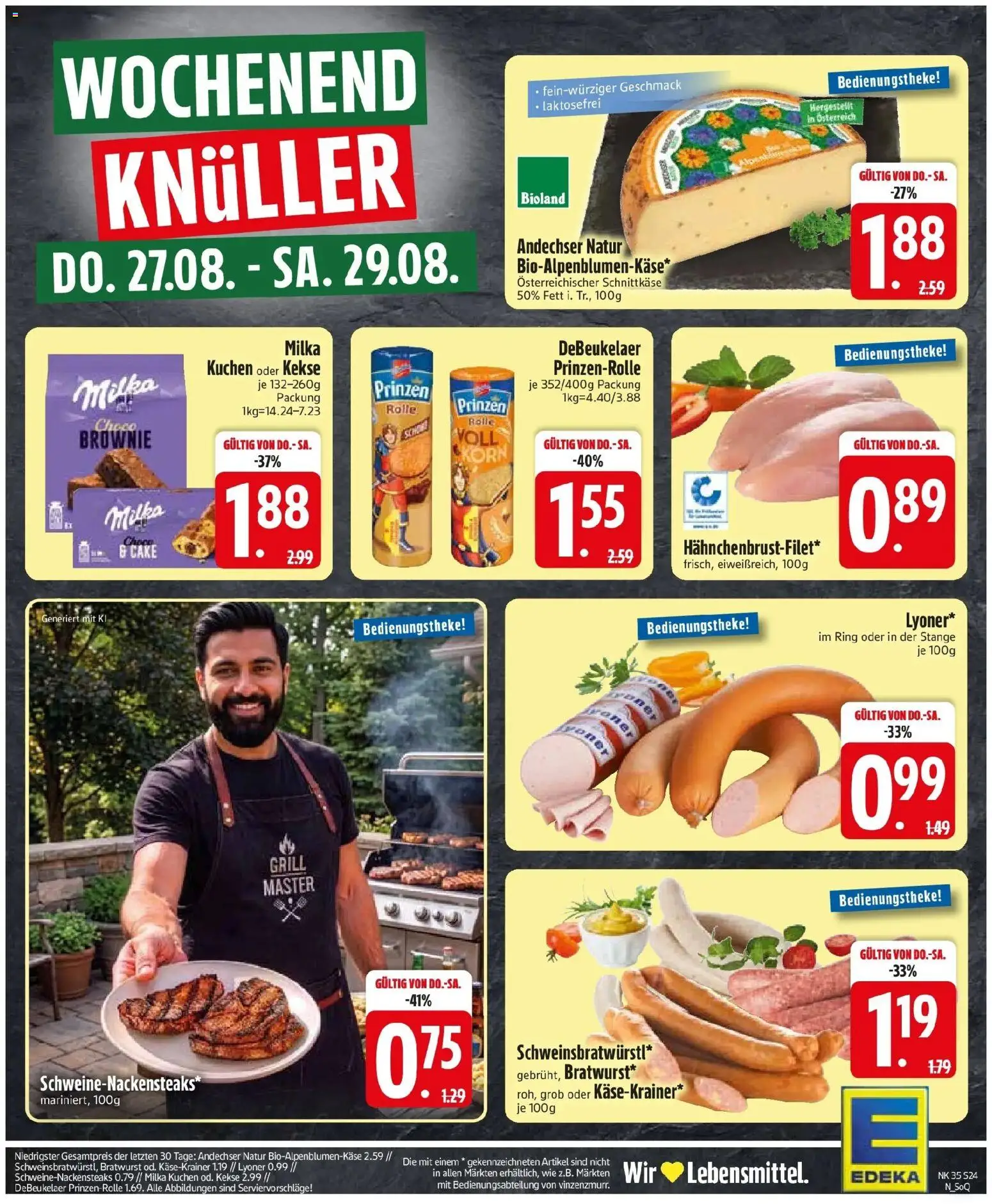 Edeka Prospekt Zwiesel (ab 24.08.2026) » Angebote Online | Seite: 28 | Produkte: Grill, Bratwurst, Käsekrainer, Kuchen