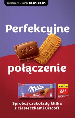 Pogląd oferty "Czekolada Biscoff Milka, 90 g, Alpine milk chocolate with Lotus Biscoff biscuit crumble" - ważna od 18.05.2026 | Strona: 82 | Produkty: Czekolady, Czekolady milka, Milka, Czekolada