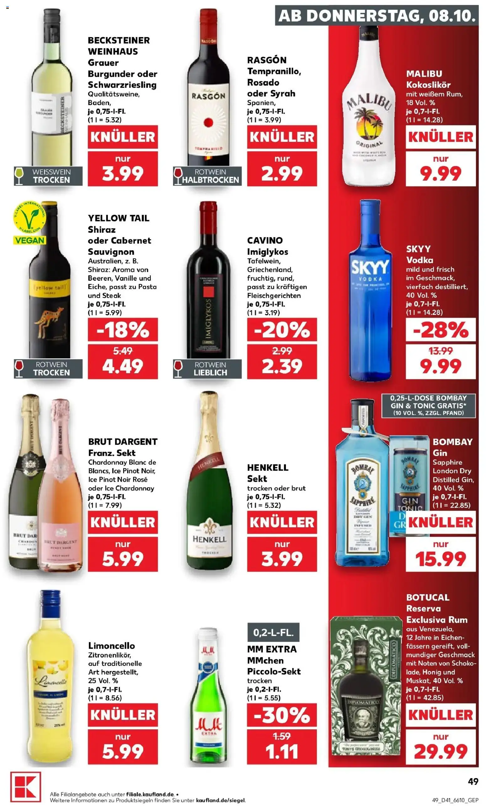 Prospekt Kaufland ab 05.10.2026 » Angebote Online zum Blättern | Seite: 59 | Produkte: Weißwein, Vanille, Brut dargent, Gin