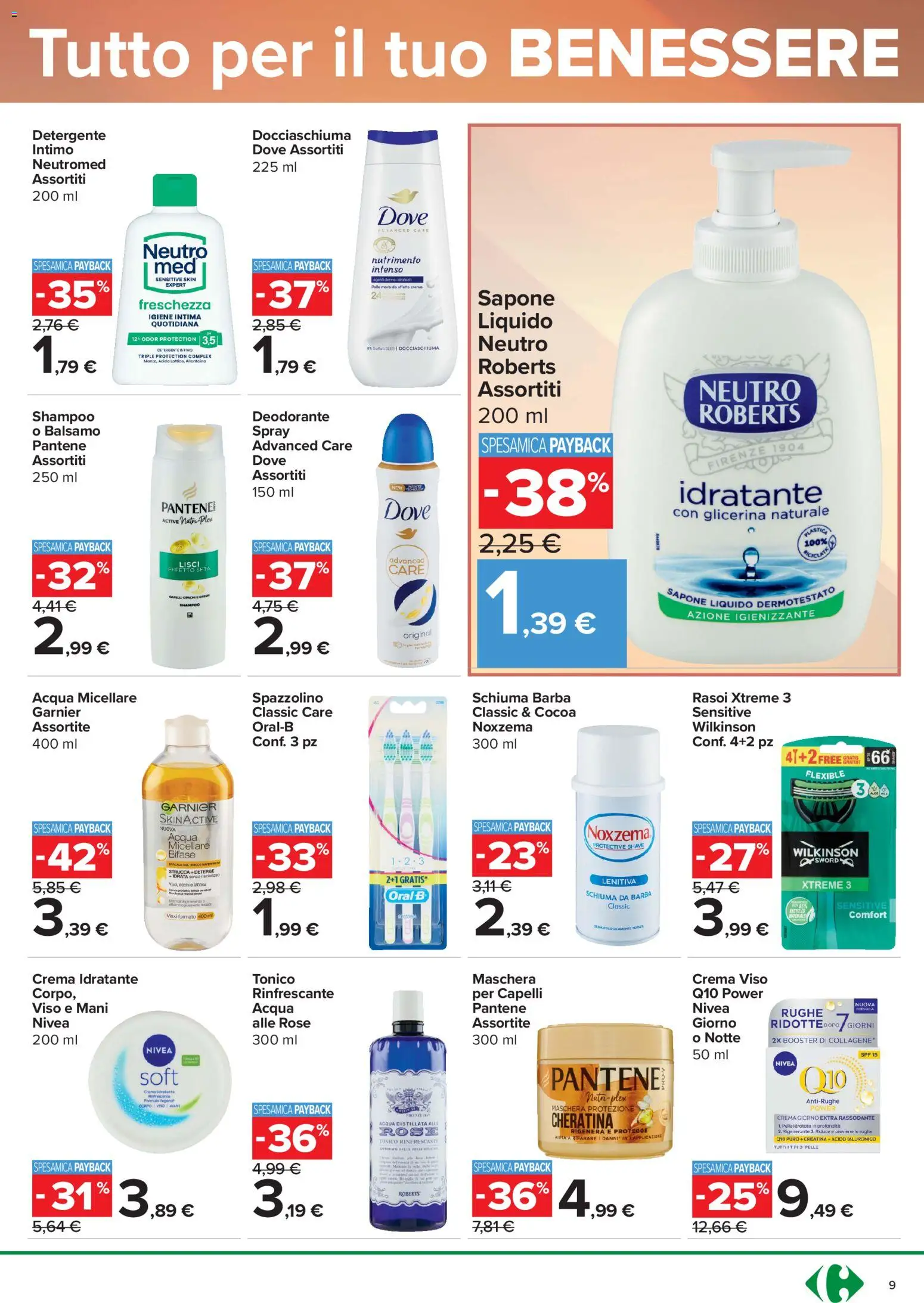 Volantino Carrefour del 18.06.2026 | Pagina: 9 | Prodotti: Maschera, Schiuma da barba, Deodorante, Crema viso