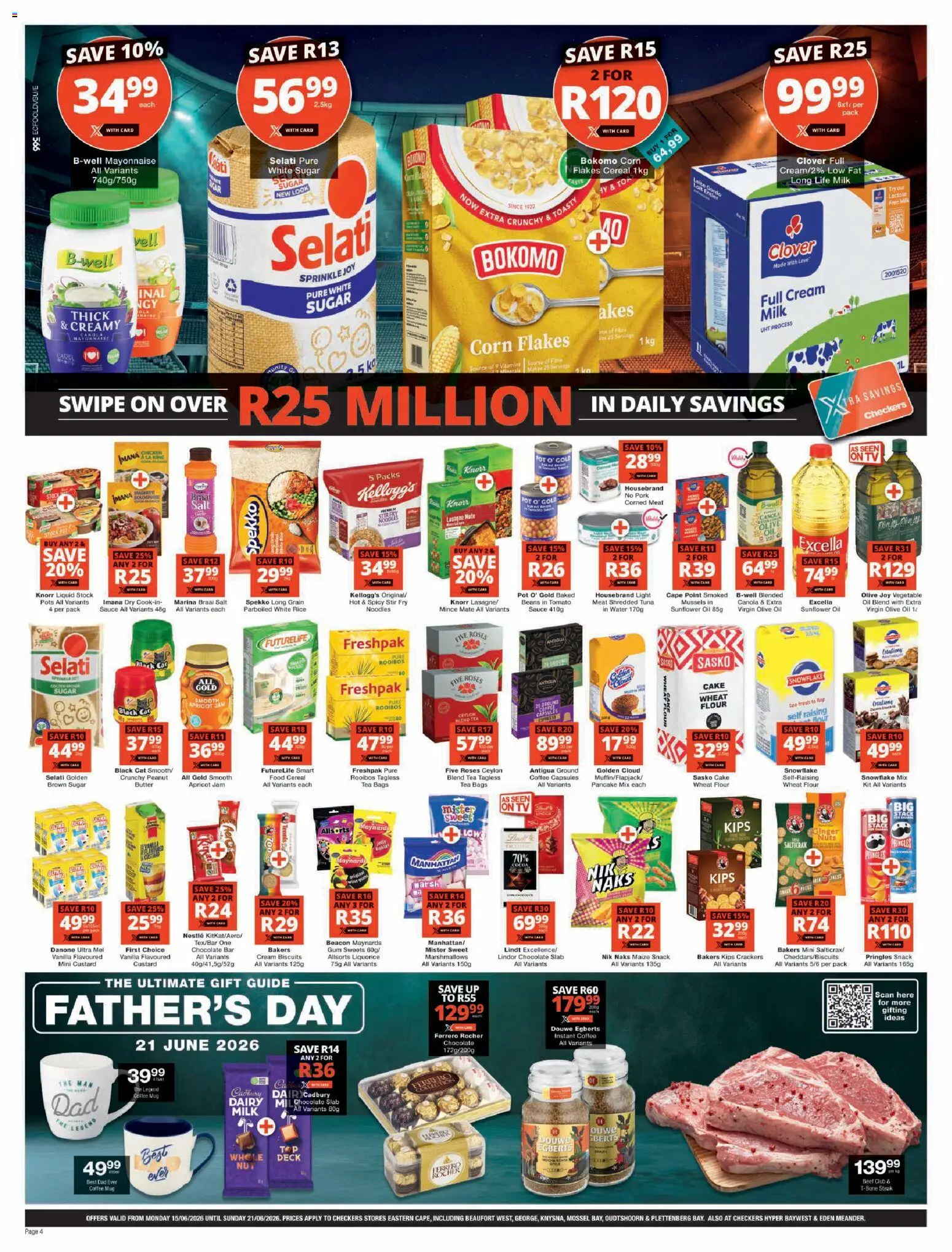 New Checkers catalogue – valid from 15.06.2026 | Page: 4 | Products: Sweets, Steak, Biscuits, Tea
