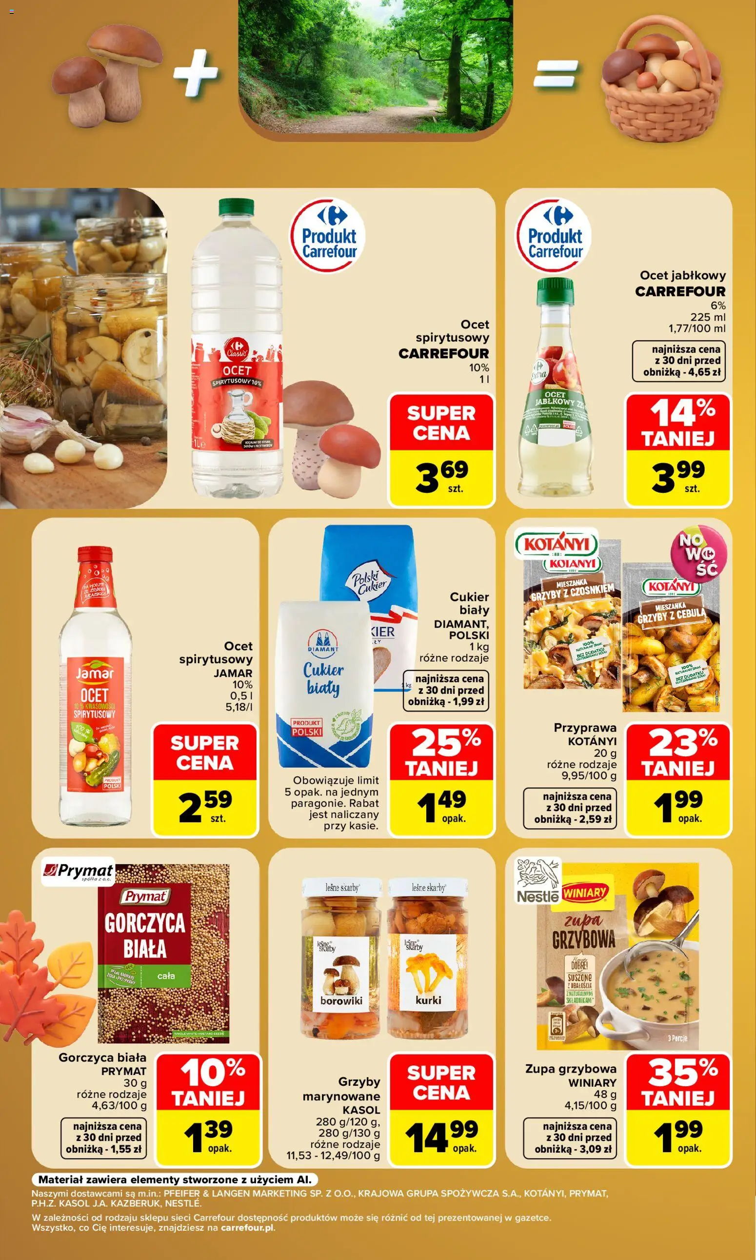 Carrefour gazetka - Sezon na grzyby od 14.09.2026 | Strona: 3 | Produkty: Ocet, Grzyby, Kurki, Ocet jabłkowy