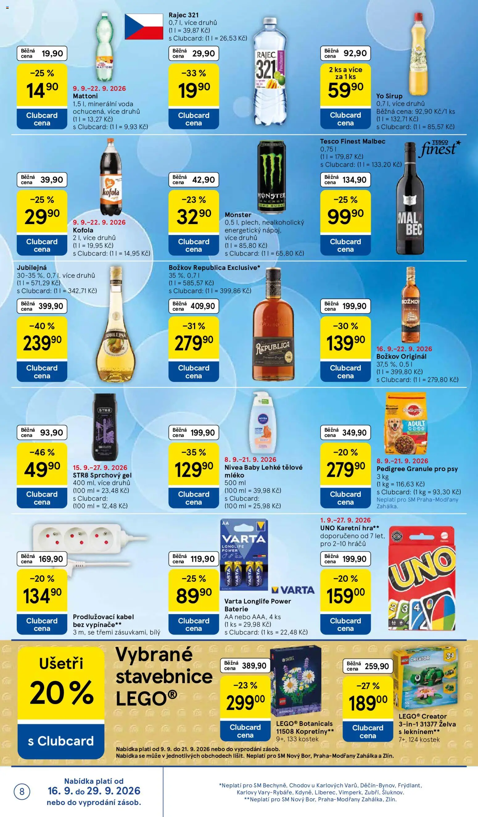 Tesco leták - Supermarket od 16.09.2026 | Strana: 8 | Produkty: Božkov Republica, Pedigree, Hra, Božkov originál