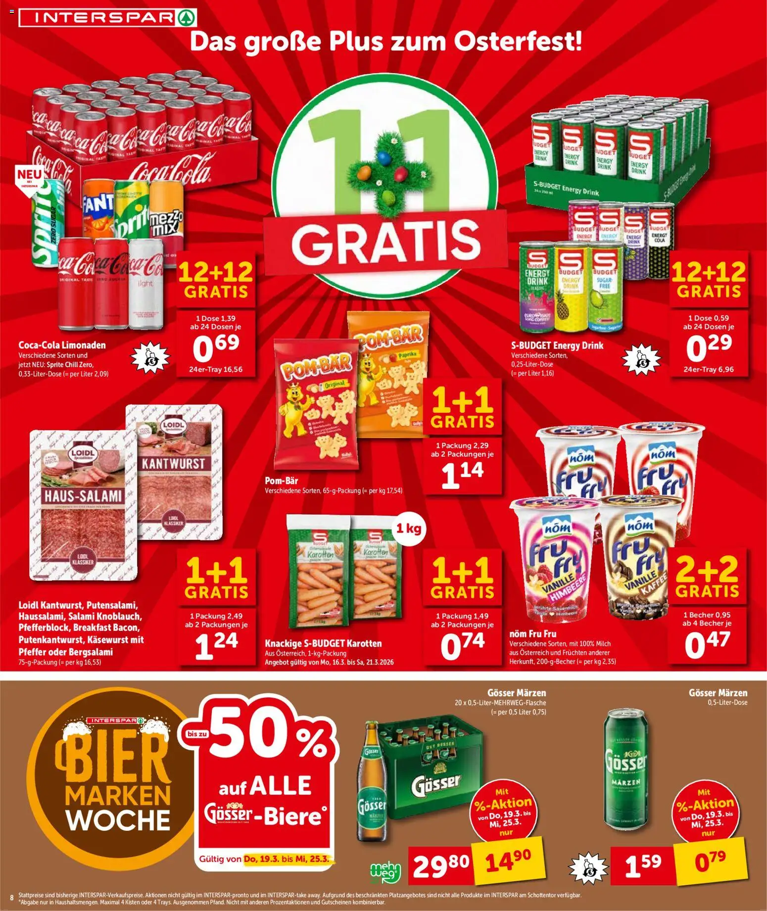 Interspar Flugblatt - Kärnten gültig ab 17.03.2026 | Seite: 8 | Produkte: Himbeere, Milch, Salami, Bier