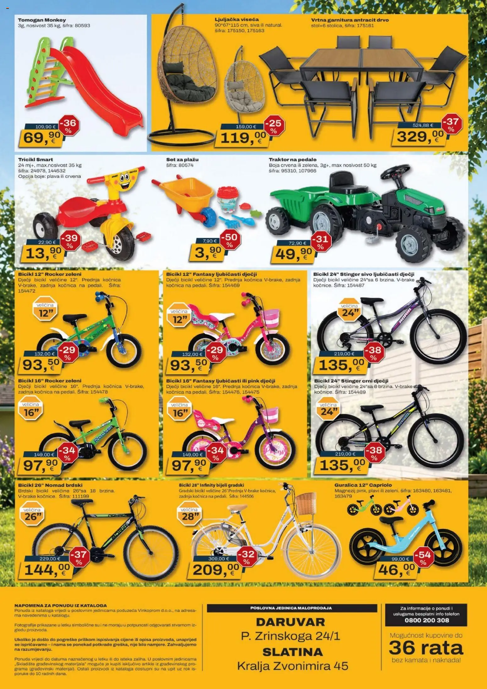 Vinkoprom katalog | vrijedi od 06.07.2026 | Stranica: 8 | Proizvodi: Bicikl, Ljuljačka, Vrtna garnitura, Telefon