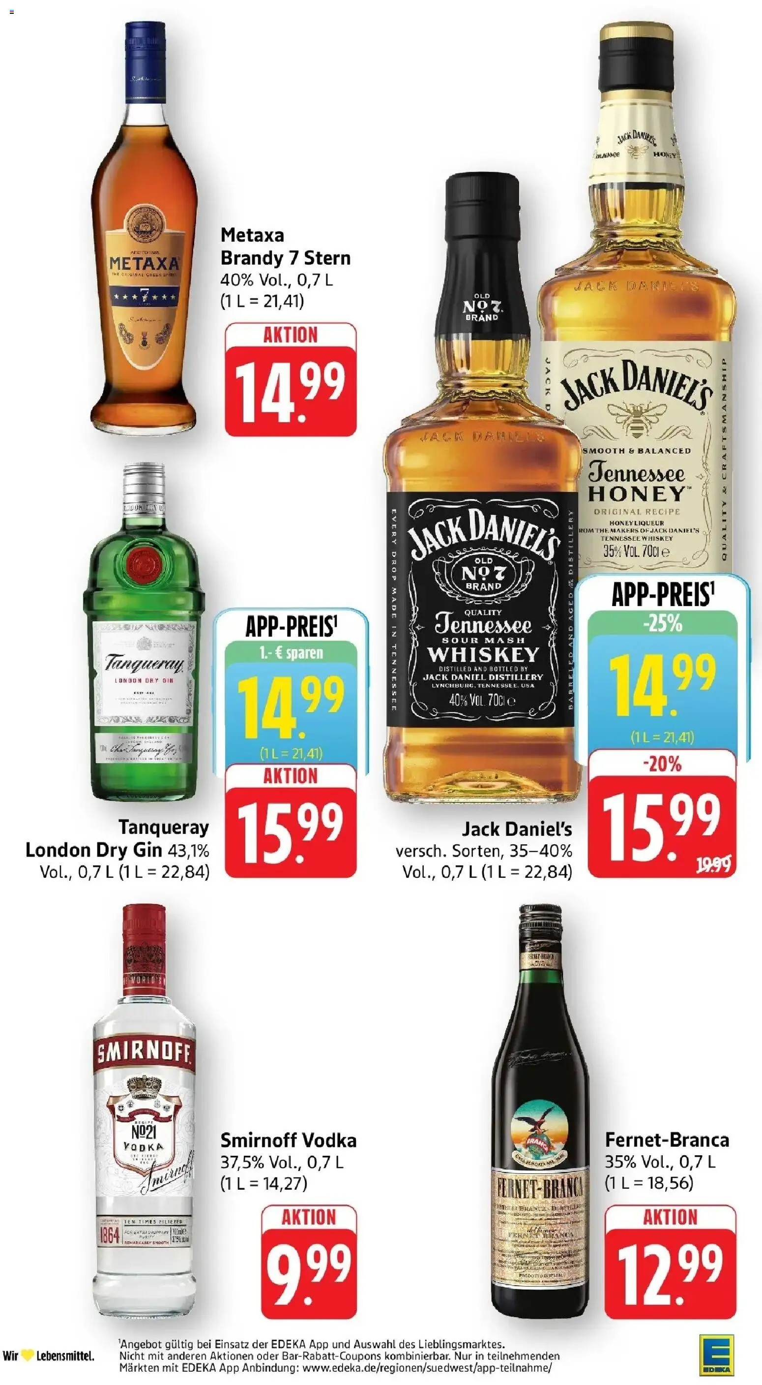 Edeka Prospekt Besigheim (ab 12.10.2026) » Angebote Online | Seite: 39 | Produkte: Metaxa, Vodka, Fernet, Whiskey