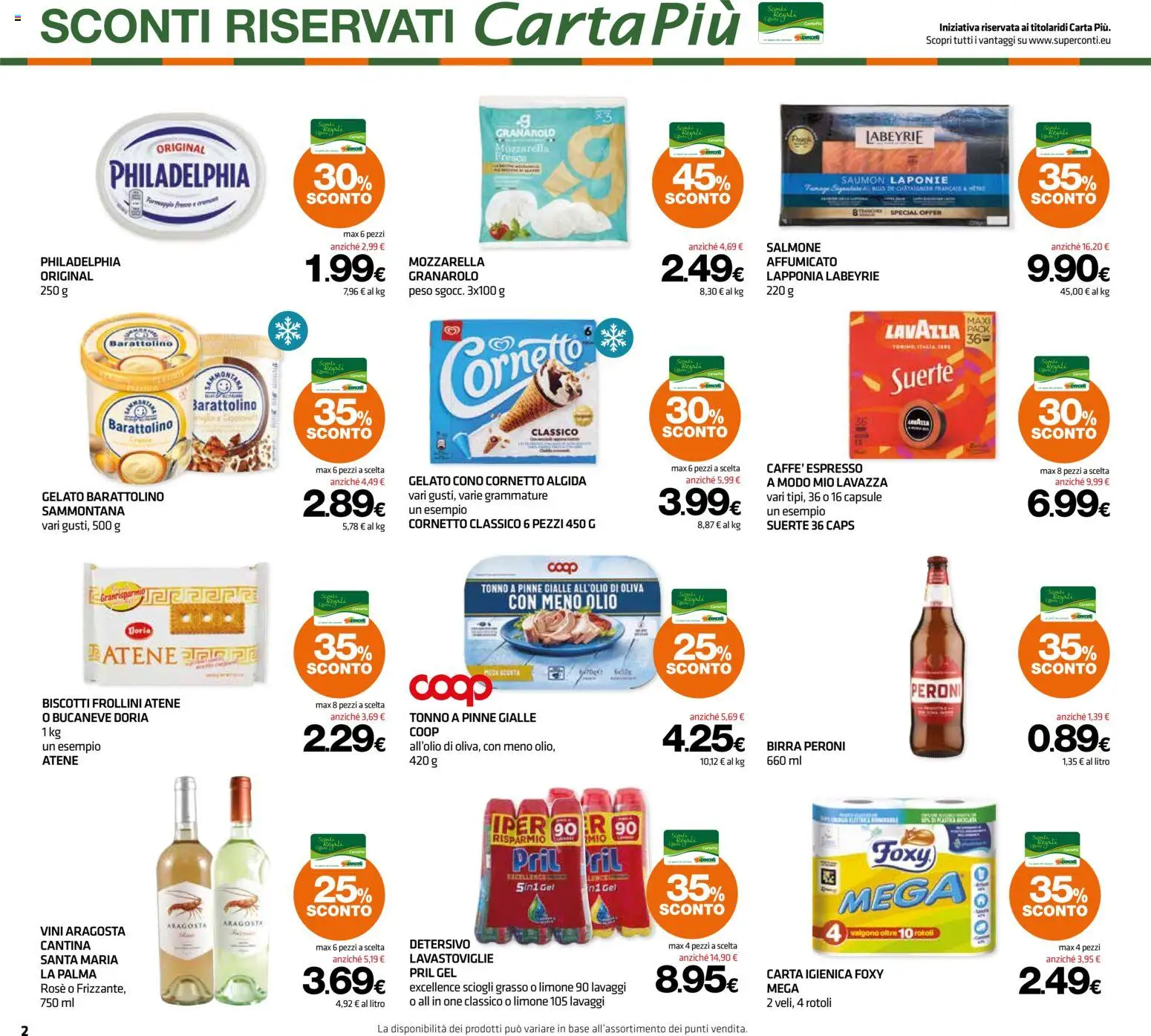 Volantino Superconti del 04.06.2026 | Pagina: 2 | Prodotti: Birra, Salmone, Gelato, Frollini