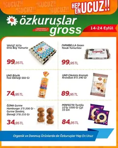 14 Eylül 2026 tarihinden itibaren geçerli olan Özkuruşlar kataloğu önizlemesi | Sayfa: 15 | Ürünler: Yumurta, Çikolata