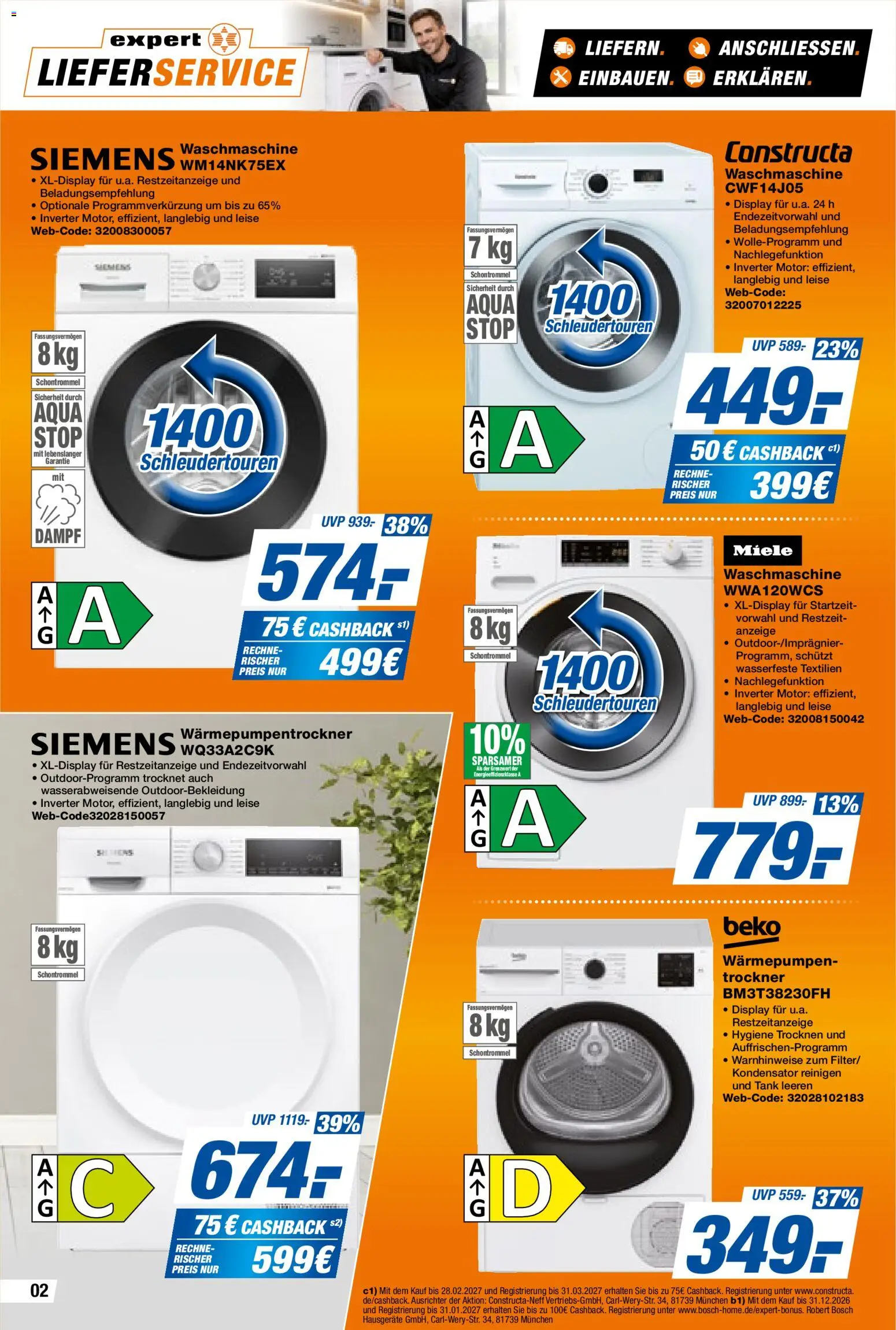Expert Prospekt – gültig ab 04.09.2026 | Seite: 2 | Produkte: Miele, Bosch, Siemens, Waschmaschine