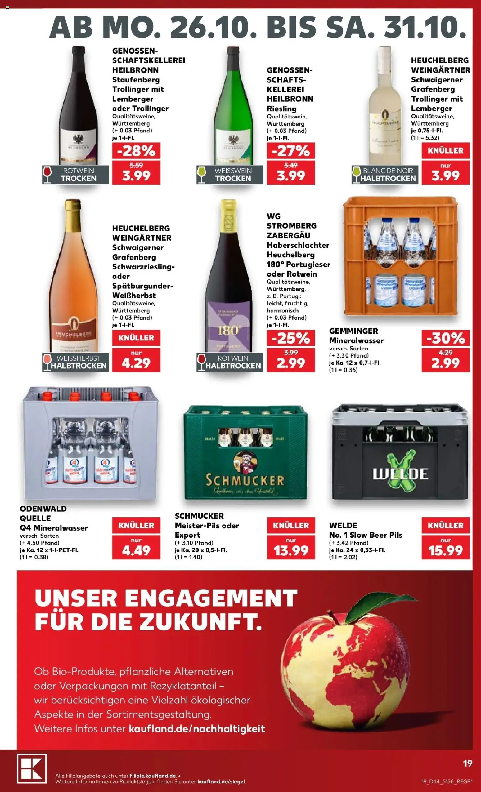 Prospekt Kaufland ab 26.10.2026 » Angebote Online zum Blättern | Seite: 23 | Produkte: Weißwein, Rotwein, Pils, Mineralwasser
