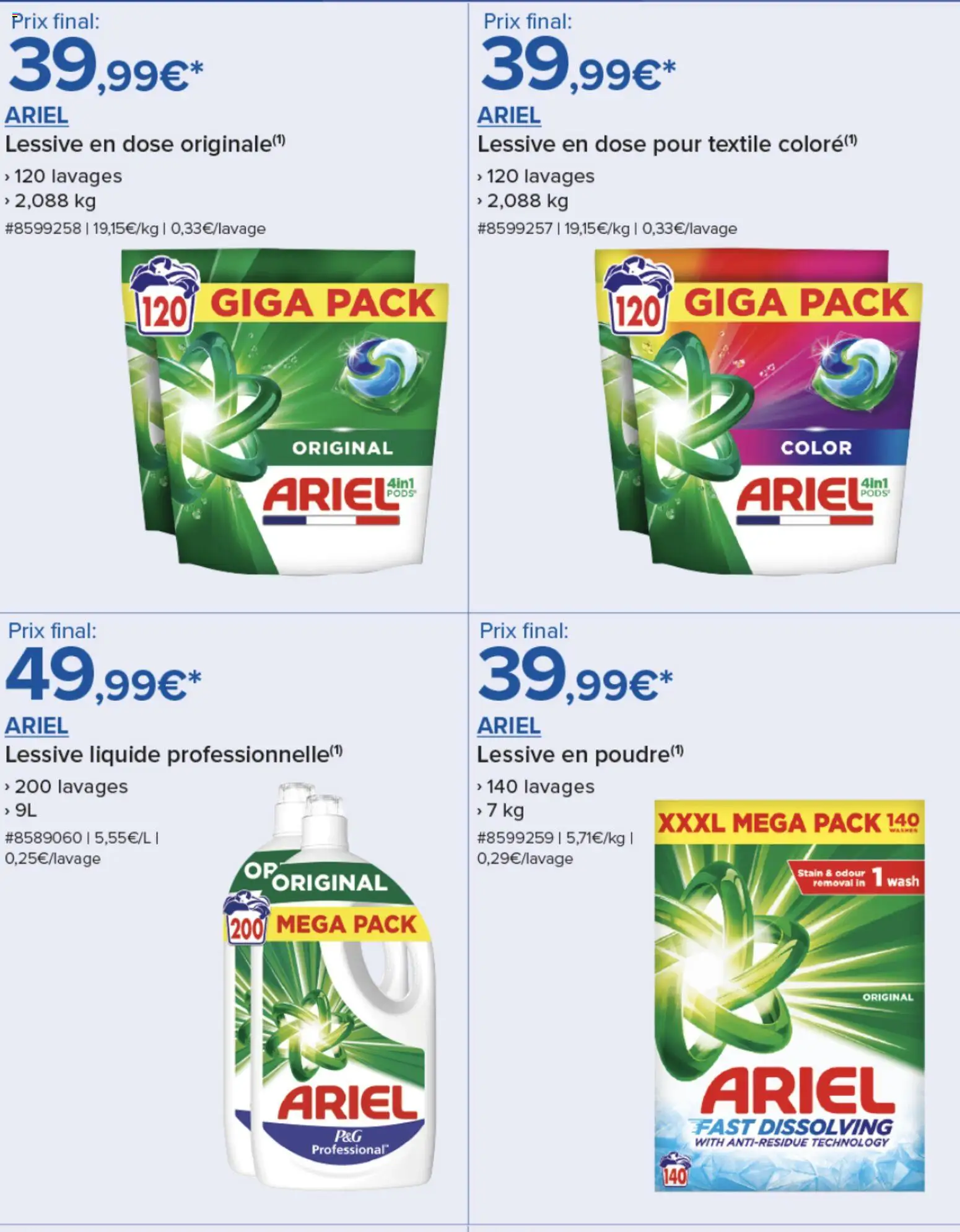 {H1} | Page: 2 | Produits: Ariel, Lessive Liquide, Lessive