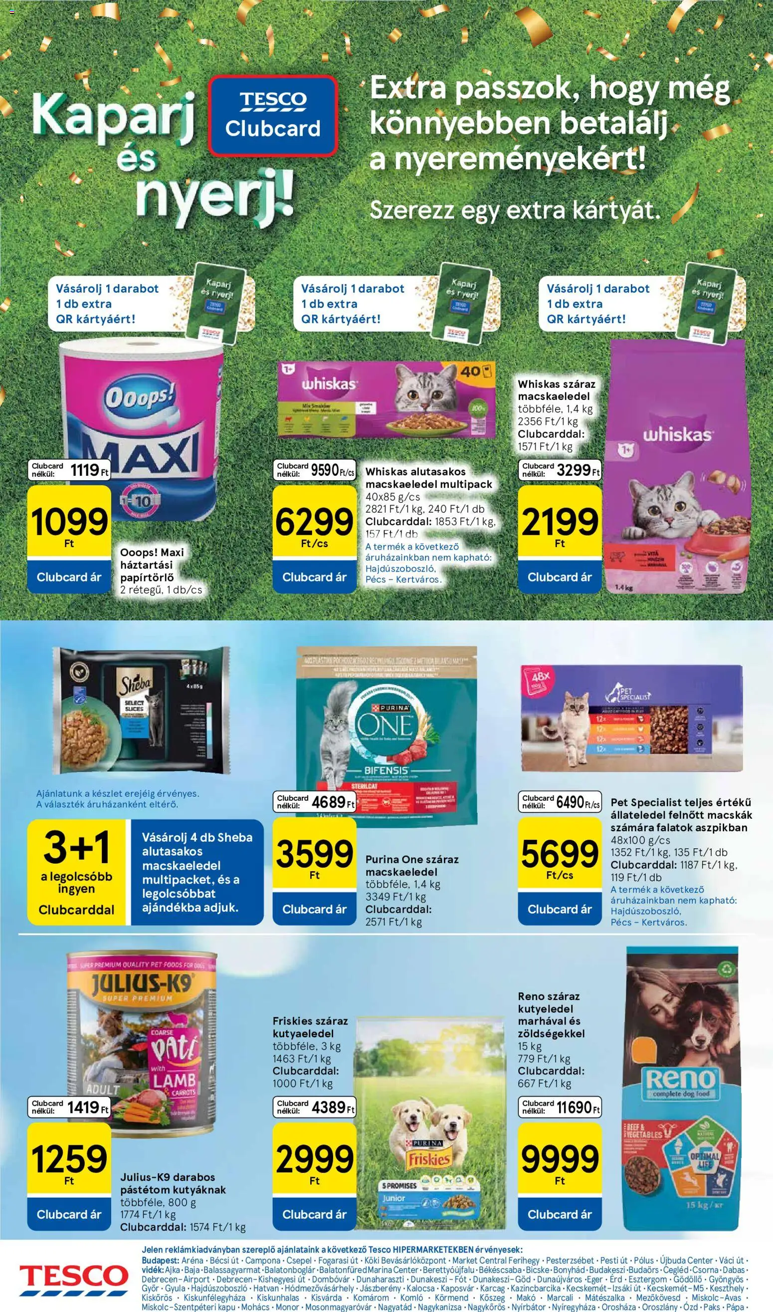 Tesco akciós ujság - amely érvényes a következő dátumtól: 18.06.2026 | Oldal: 32 | Termékek: Egér, Purina one, Whiskas, Pástétom
