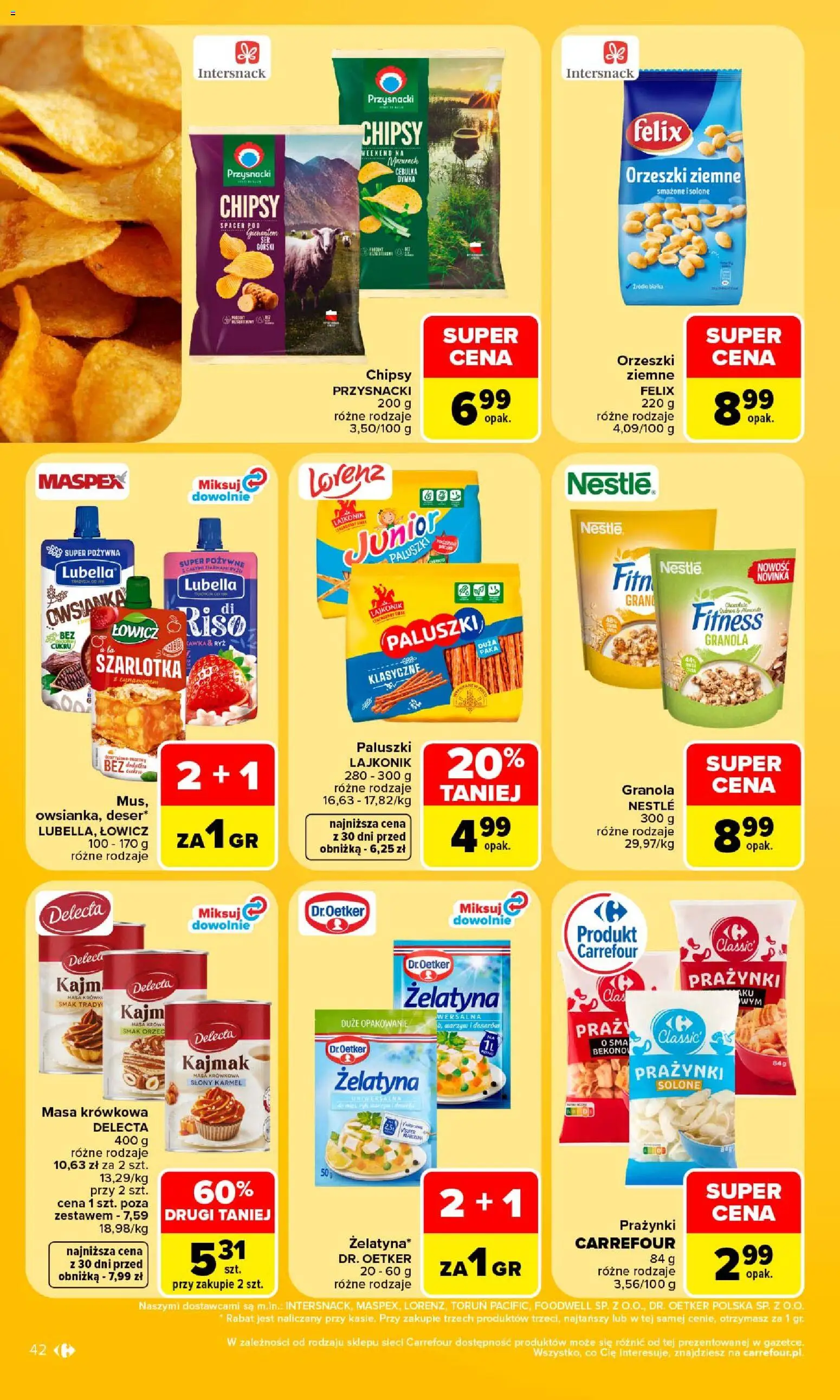 Carrefour gazetka od 14.09.2026 | Strona: 44 | Produkty: Żelatyna, Granola, Paluszki, Orzeszki ziemne