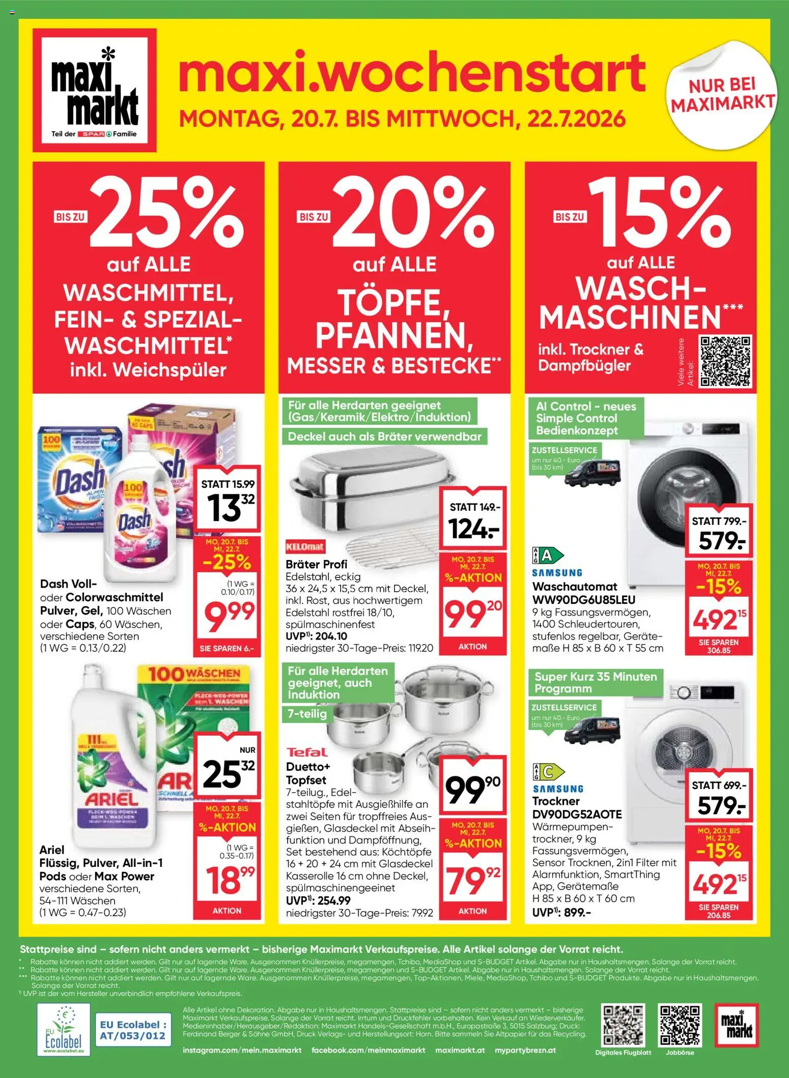 Maximarkt Flugblatt gültig ab 16.07.2026 | Seite: 24 | Produkte: Trockner, Samsung, Weichspüler