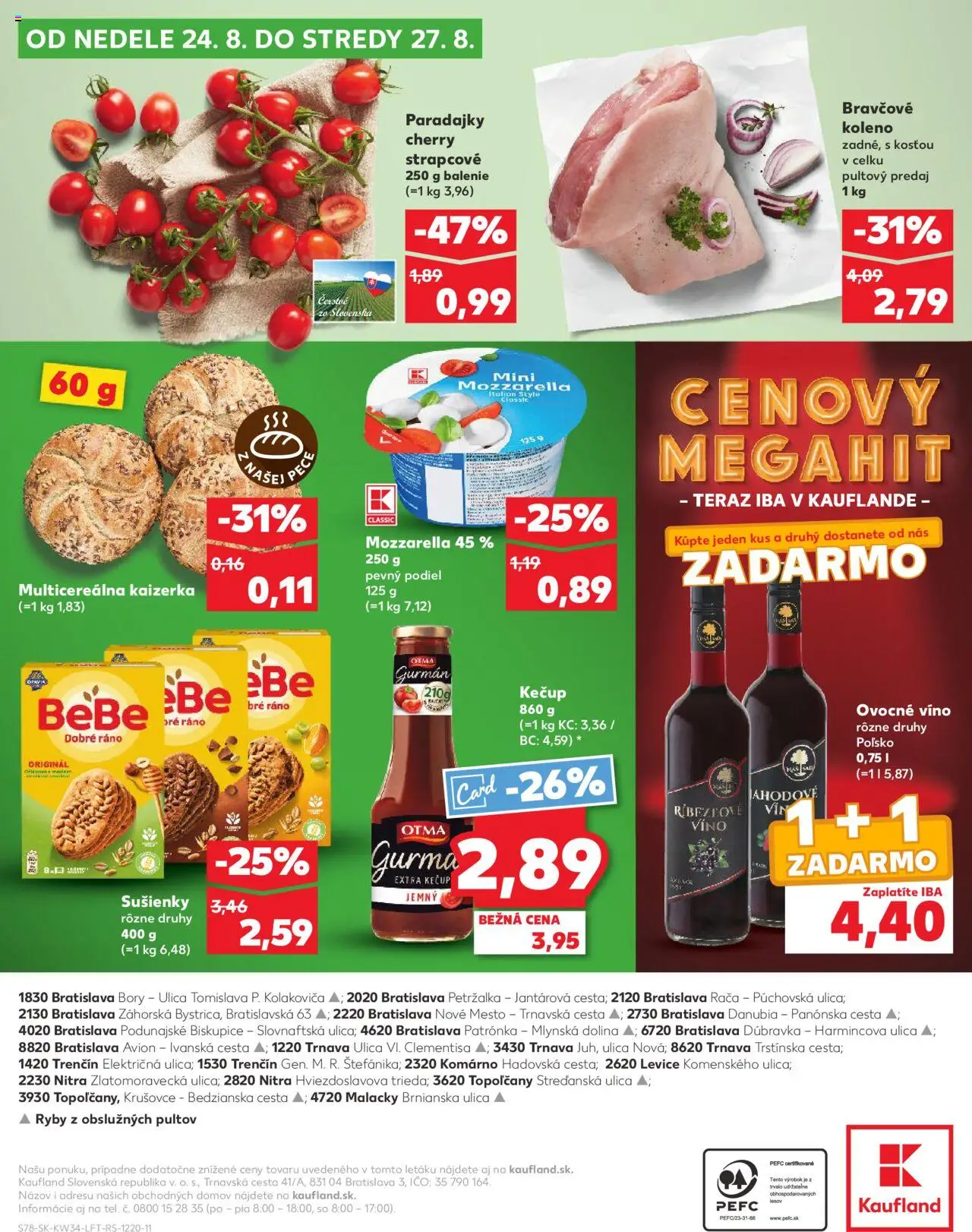 Nové Kaufland akcie – leták je platný od 21.08.2025 | Strana: 78 | Produkty: Víno, Paradajky, Bravčové koleno, Kečup