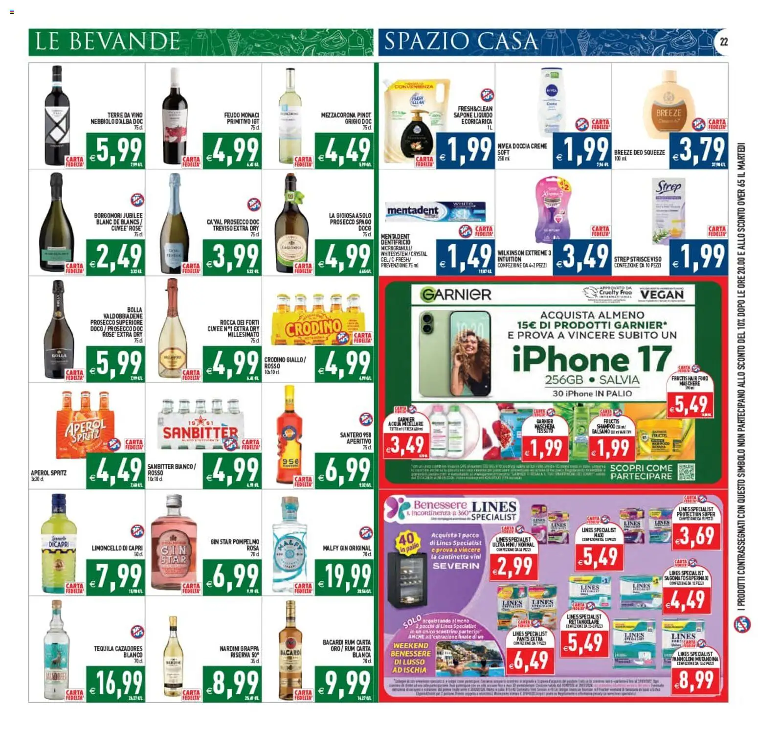 Volantino PIM Supermercati del 10.06.2026 | Pagina: 22 | Prodotti: Acqua micellare, Tequila, Aperol, Doccia