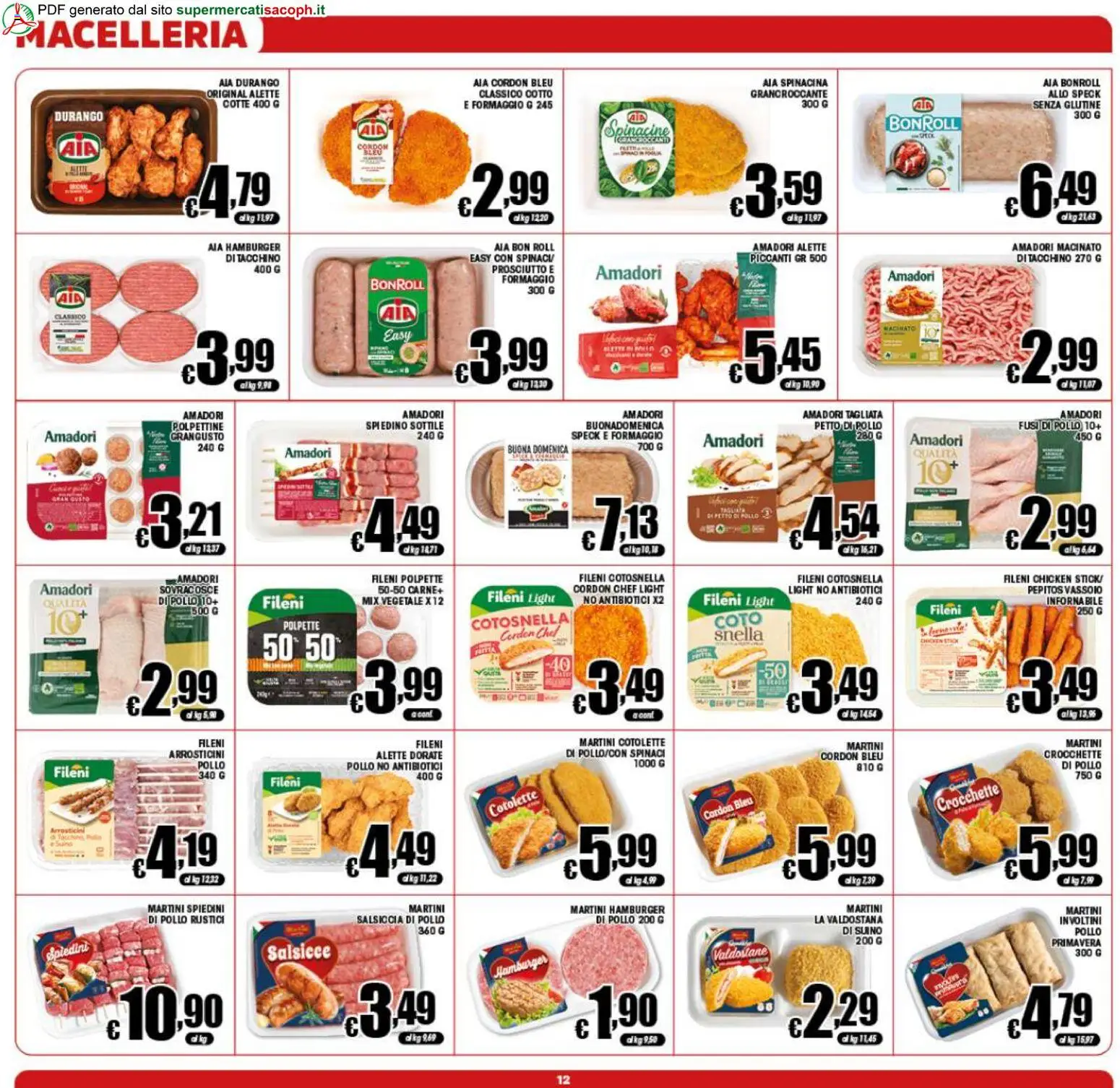 Volantino Sacoph del 10.06.2026 | Pagina: 12 | Prodotti: Tacchino, Spinaci, Rustici, Vassoio