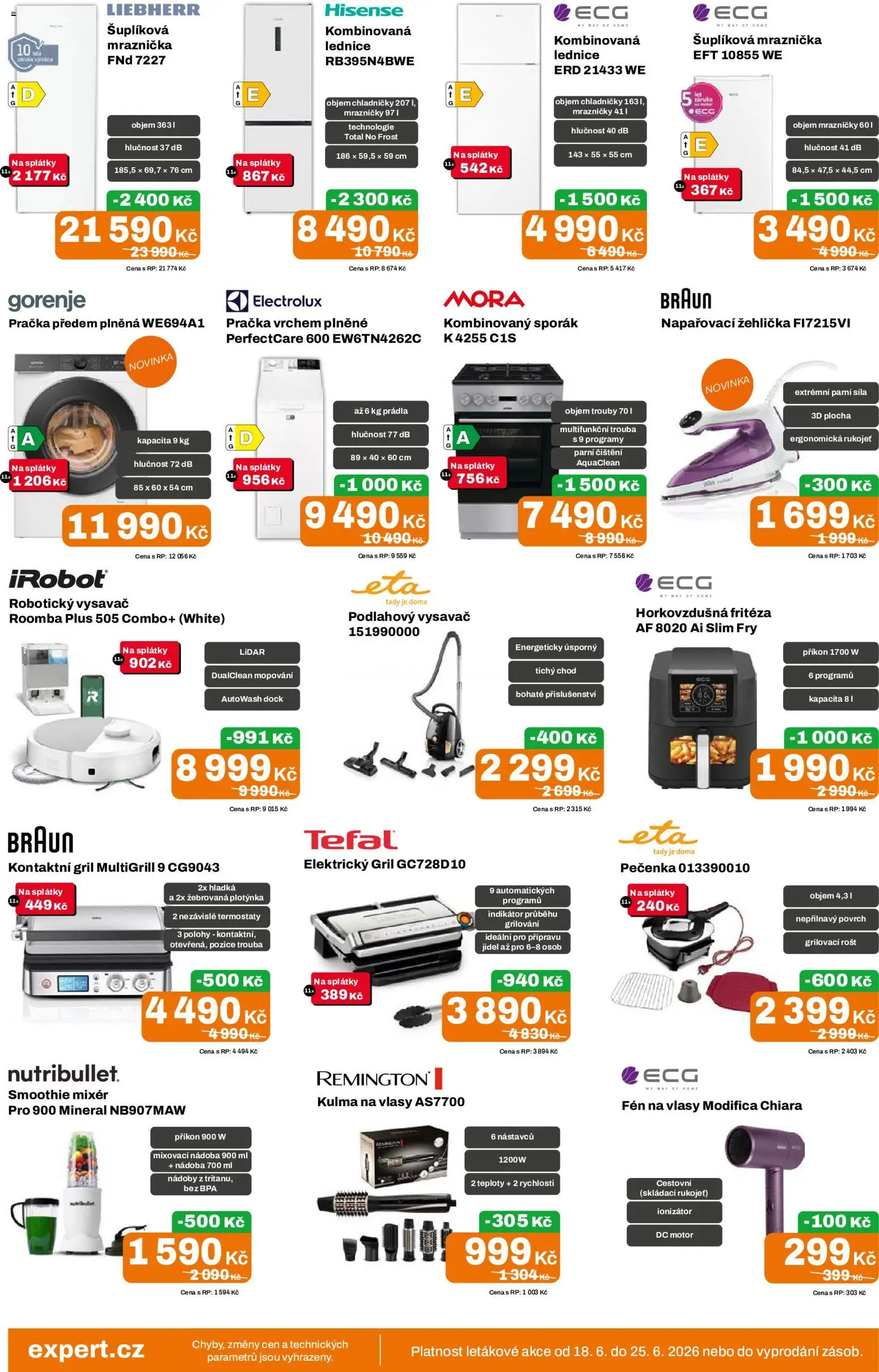 Expert elektro leták od 18.06.2026 | Strana: 4 | Produkty: Kontaktní gril, Žehlička, Fén, Fritéza
