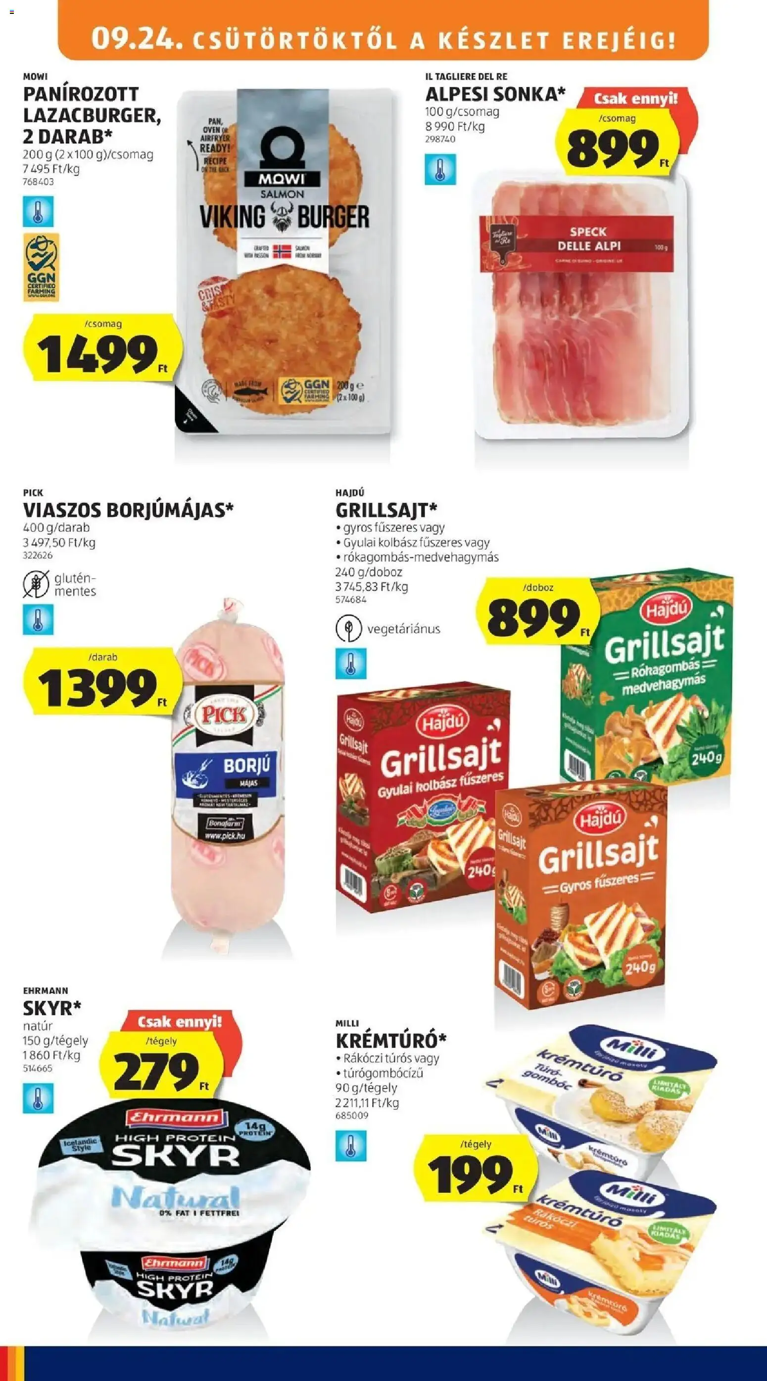Aldi aktuális akciós újság - 2026.09.19. -tól/töl > akció, lapozható szórólap 🛍️ | Oldal: 12 | Termékek: Krémtúró, Milli, Protein, Gombóc
