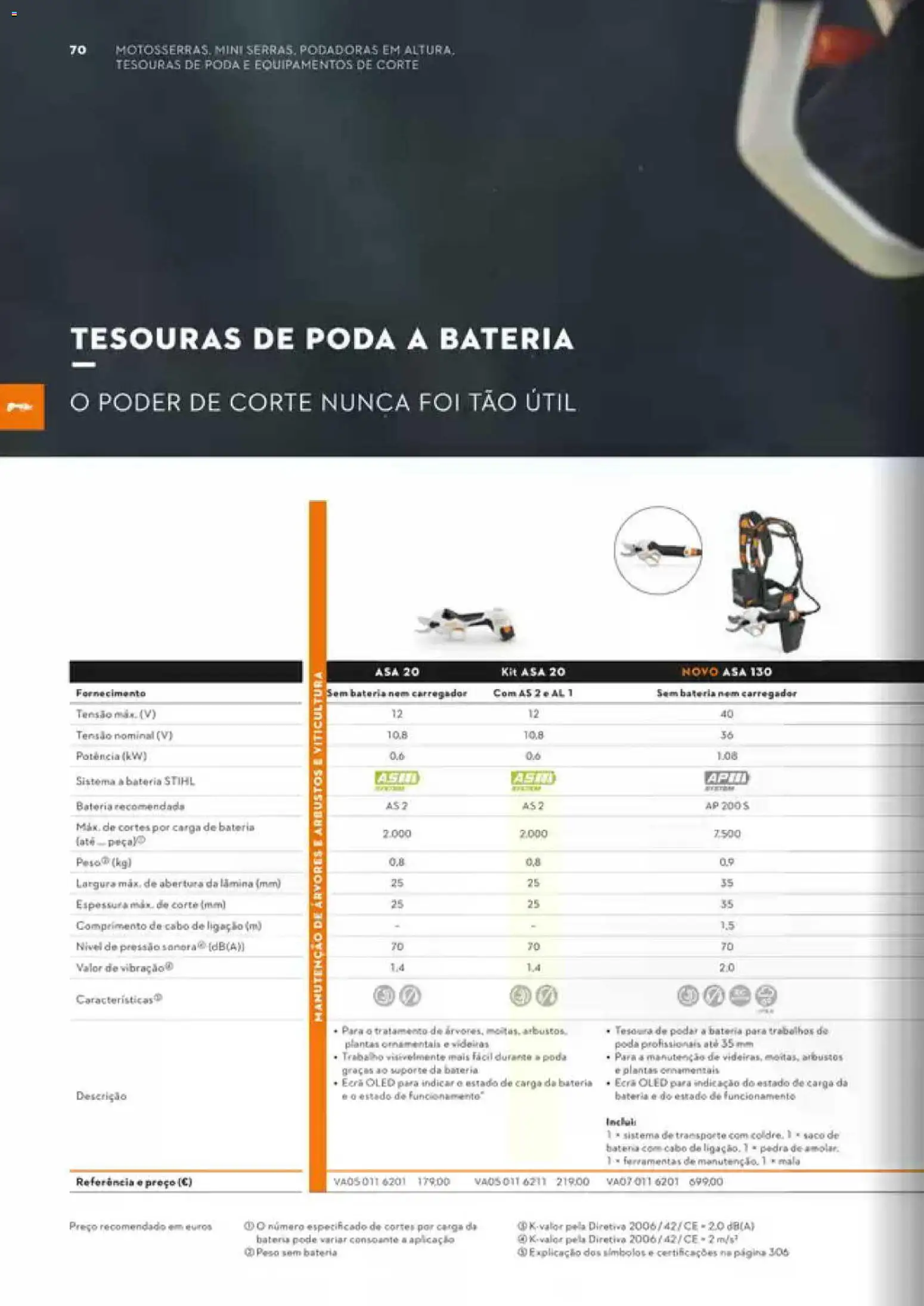Stihl Catálogo │ válido de 07/09/2026 | Página: 70 | Produtos: Cabo, Saco, Ferramentas, Bateria
