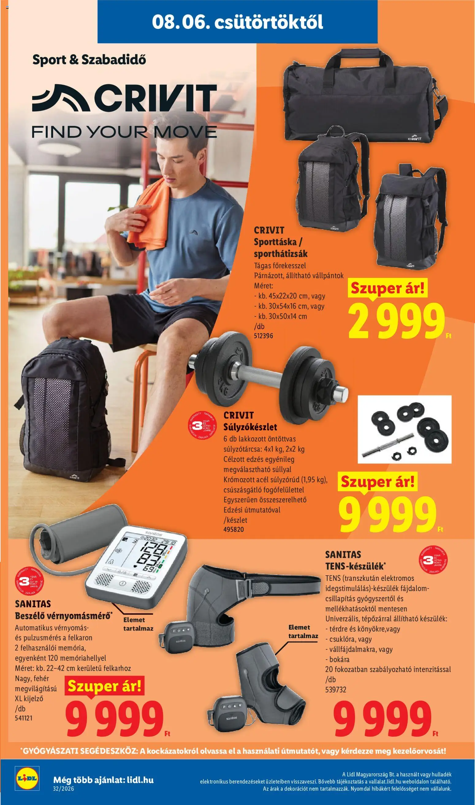 Lidl akciós ujság - amely érvényes a következő dátumtól: 2026.08.06. | Oldal: 38 | Termékek: Sporttáska, Monitor, Crivit, Kijelző