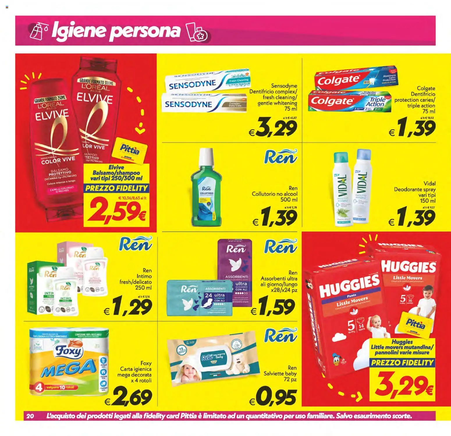 Volantino SuperConveniente del 28.04.2026 | Pagina: 20 | Prodotti: Balsamo, Carta igienica, Dentifricio, Intimo
