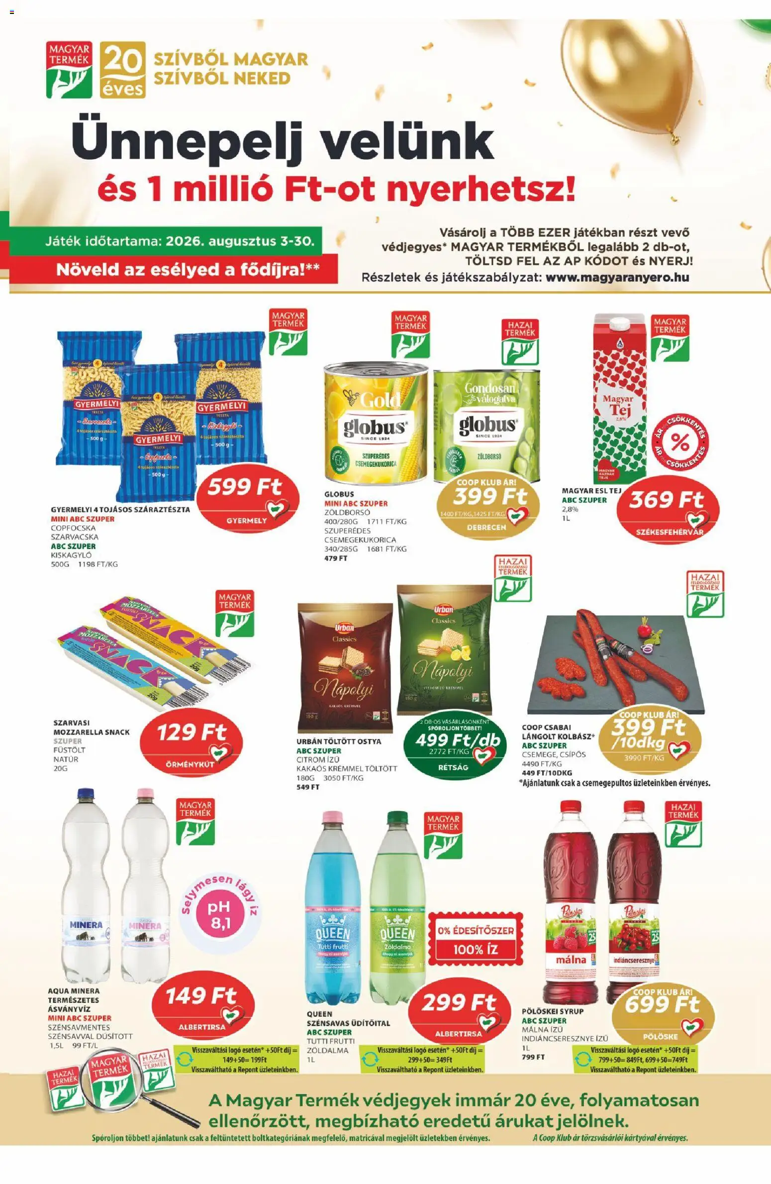 COOP akciós ujság - amely érvényes a következő dátumtól: 2026.08.13. | Oldal: 2 | Termékek: Üdítőital, Ostya, Mozzarella, Citrom